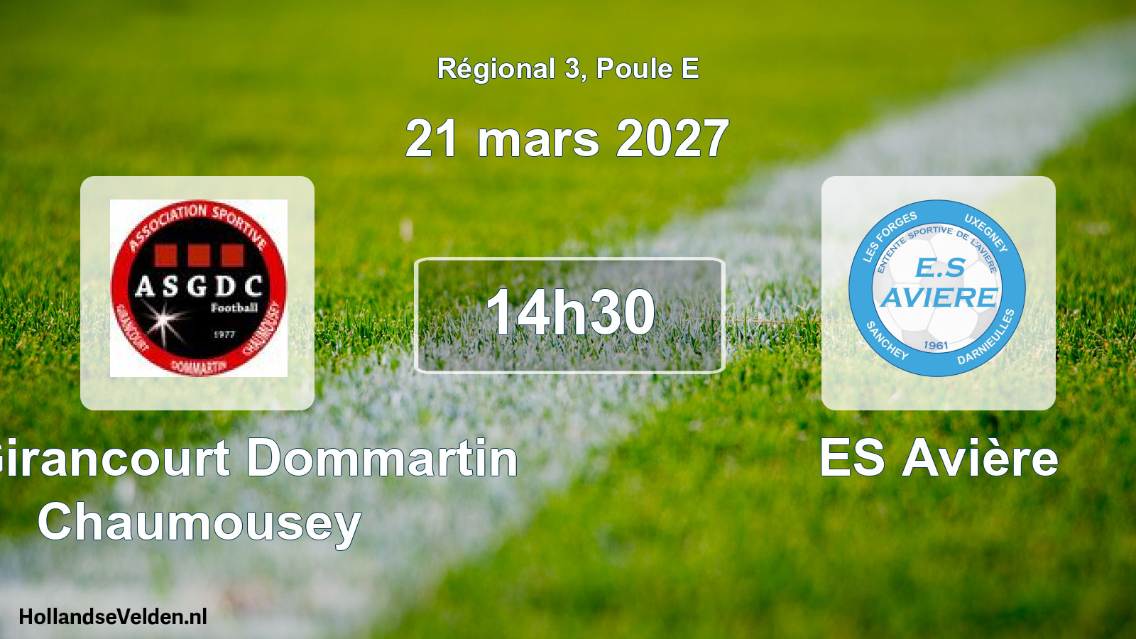 Match programmé: AS Girancourt Dommartin Chaumousey - ES Avière (21 mars 2027)