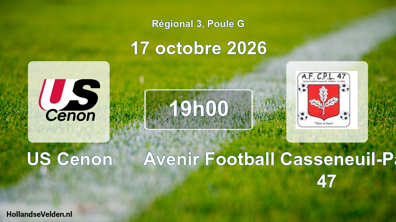 Match programmé: US Cenon - Avenir Football Casseneuil-Pailloles-Lédat 47 (17 octobre 2026)