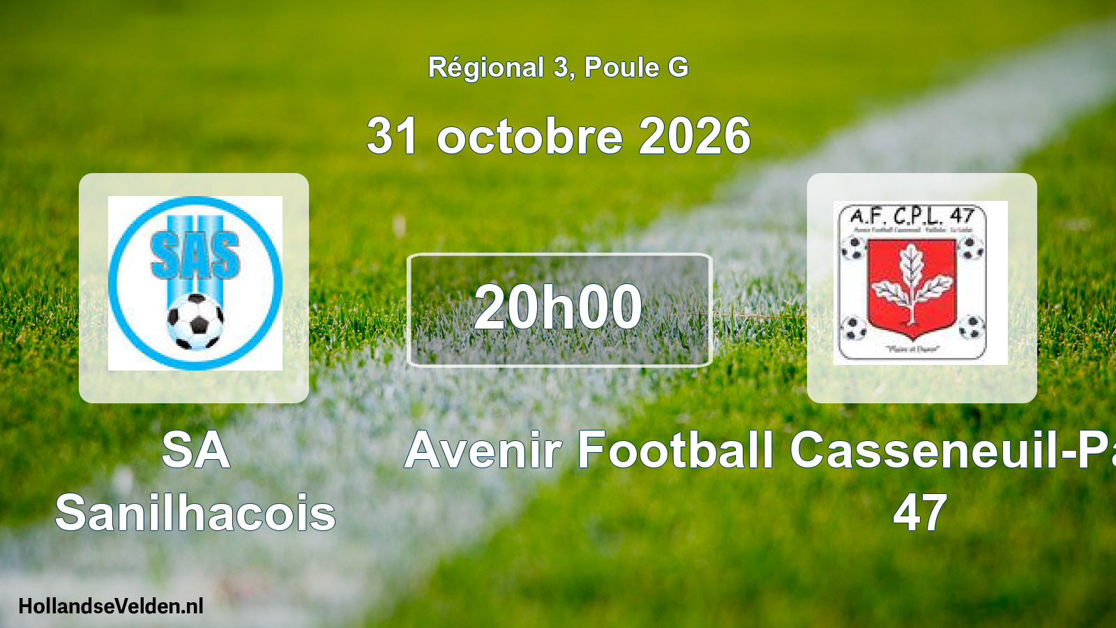 Scheduled Match: SA Sanilhacois - Avenir Football Casseneuil-Pailloles-Lédat 47 (31 October 2026)