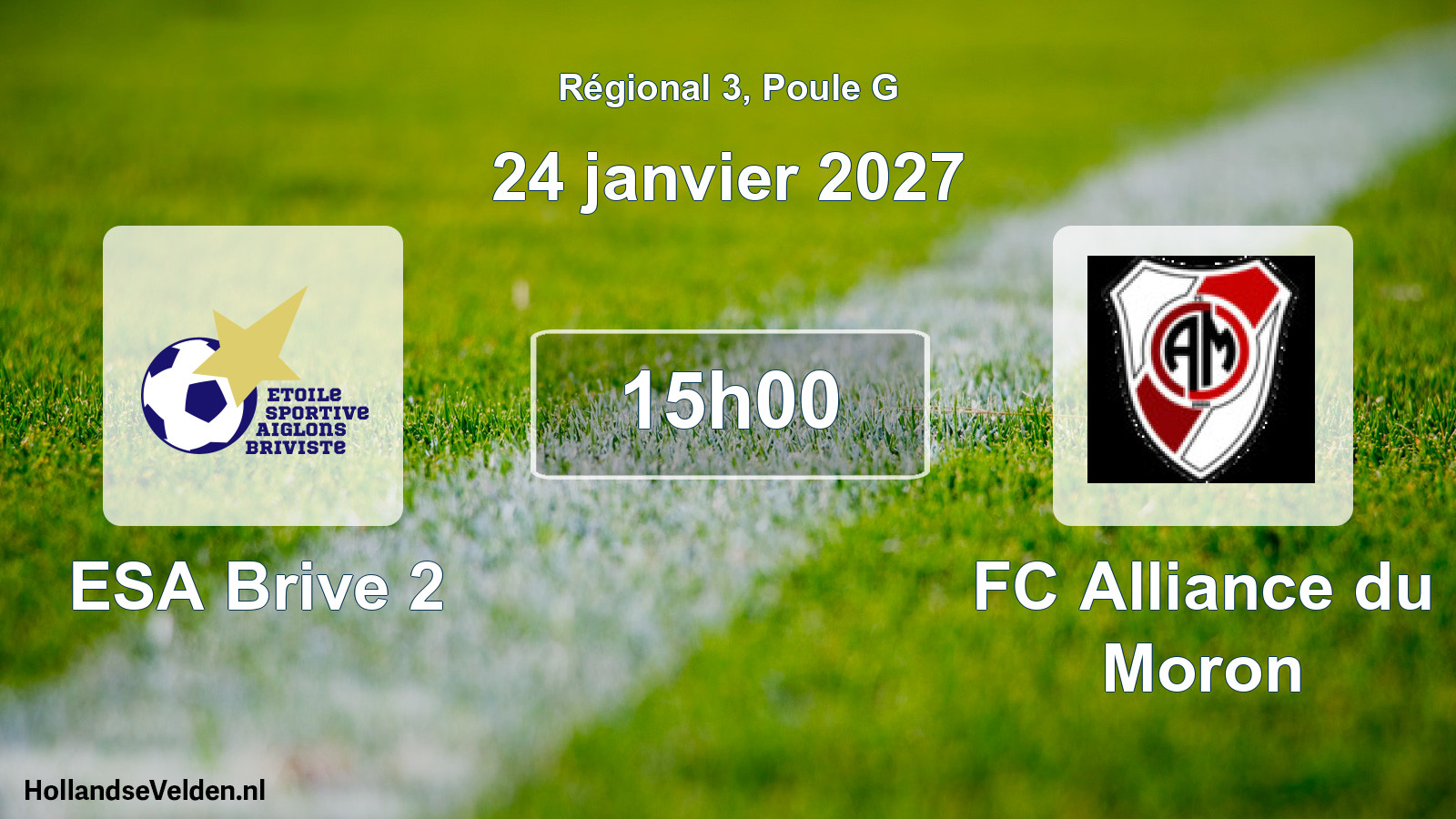 Match programmé: ESA Brive 2 - FC Alliance du Moron (24 janvier 2027)