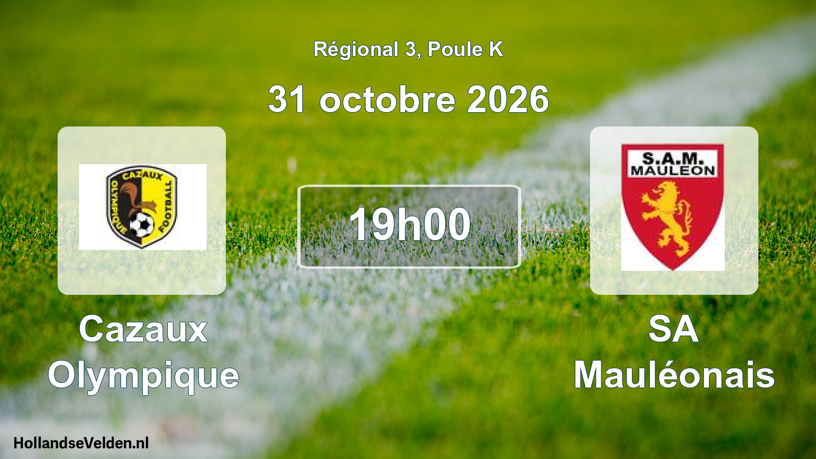 Match programmé: Cazaux Olympique - SA Mauléonais (31 octobre 2026)
