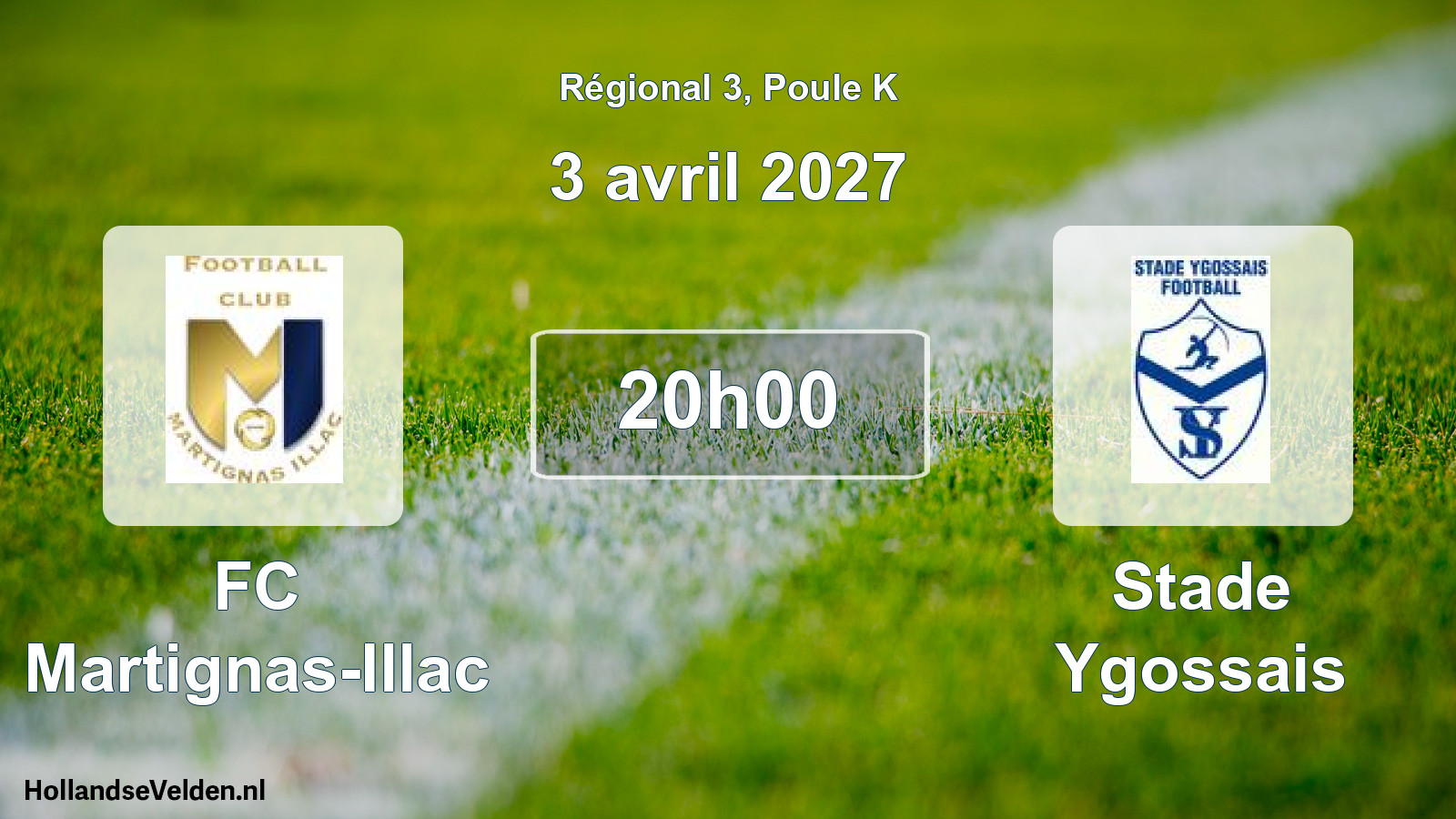 Match programmé: FC Martignas-Illac - Stade Ygossais (3 avril 2027)