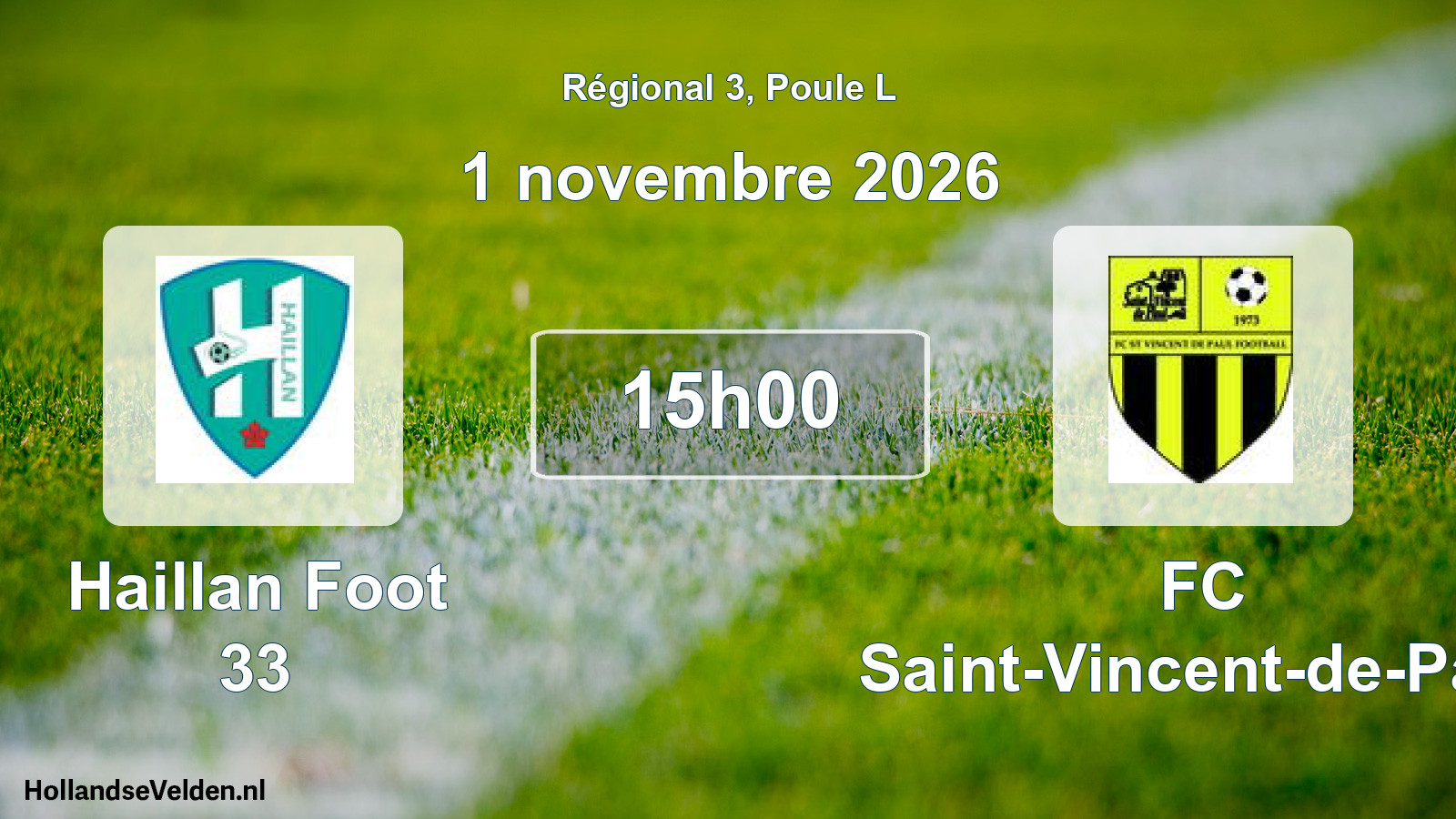Scheduled Match: Haillan Foot 33 - FC Saint-Vincent-de-Paul (1 November 2026)
