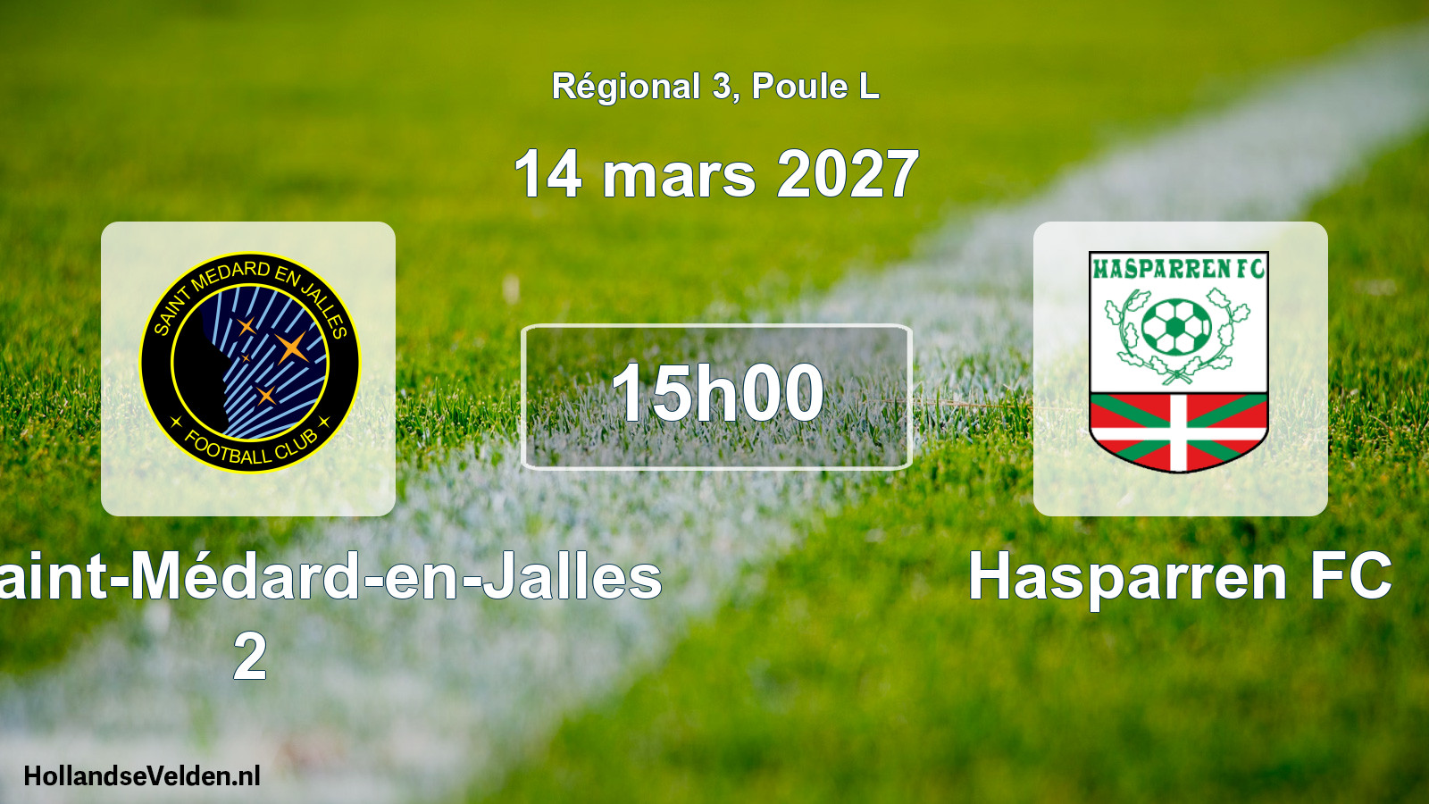 Match programmé: FC Saint-Médard-en-Jalles 2 - Hasparren FC (14 mars 2027)