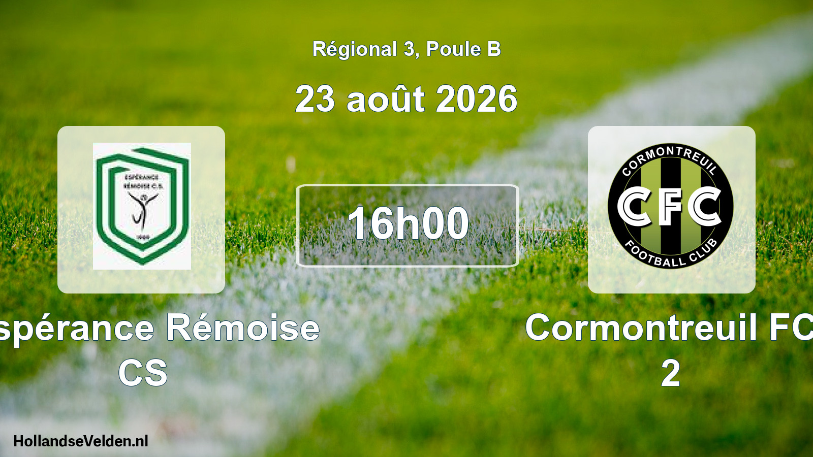 Scheduled Match: Espérance Rémoise CS - Cormontreuil FC 2 (23 August 2026)