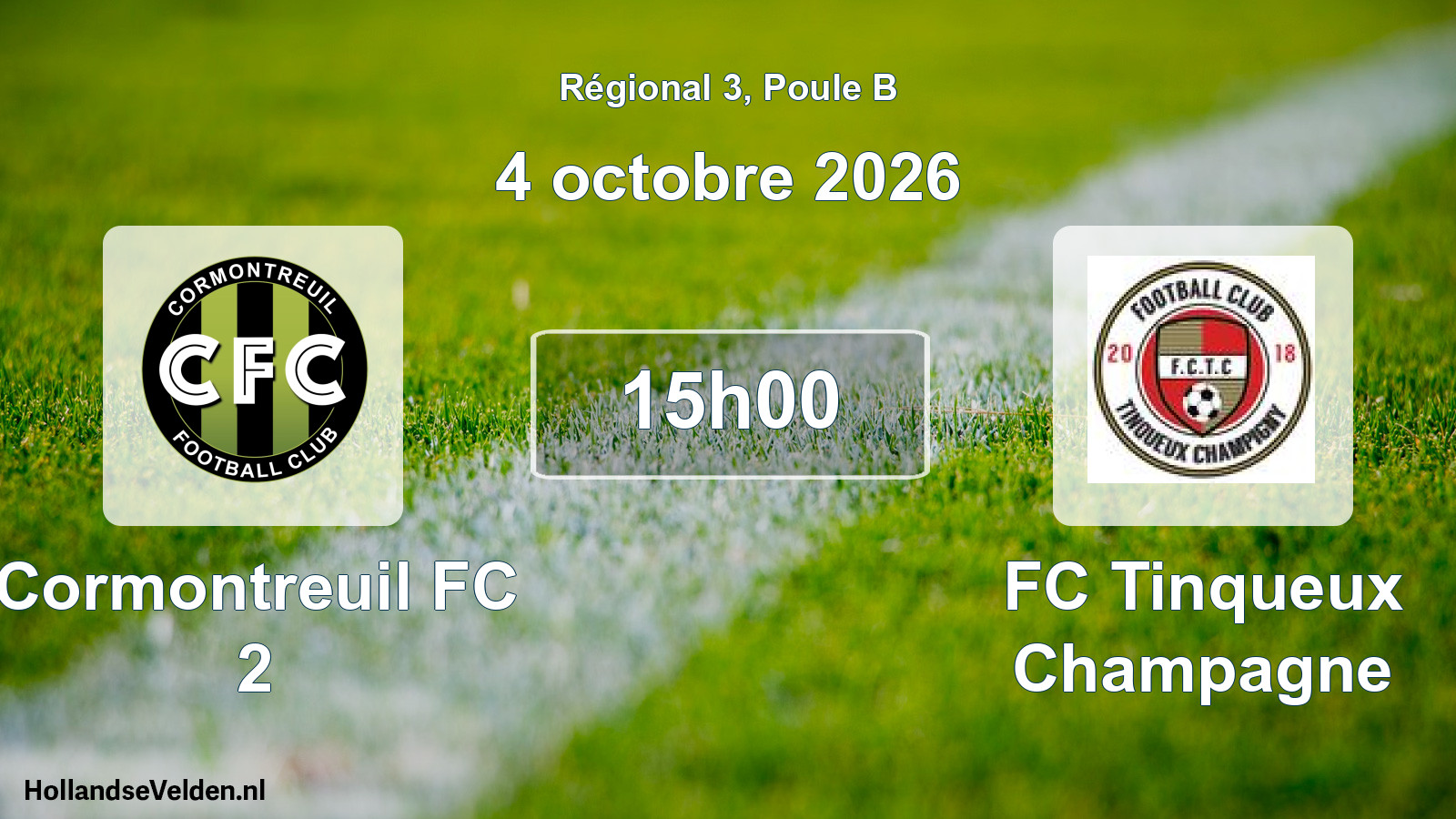 Scheduled Match: Cormontreuil FC 2 - FC Tinqueux Champagne (4 October 2026)
