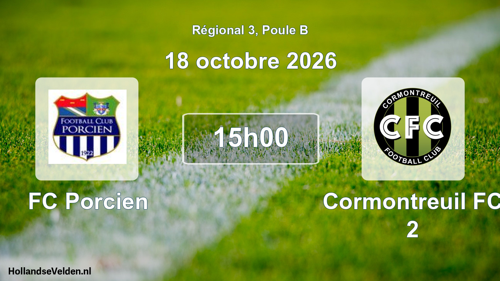 Scheduled Match: FC Porcien - Cormontreuil FC 2 (18 October 2026)