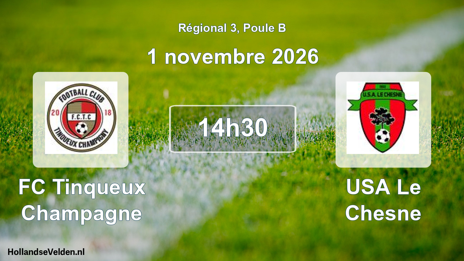 Match programmé: FC Tinqueux Champagne - USA Le Chesne (1 novembre 2026)