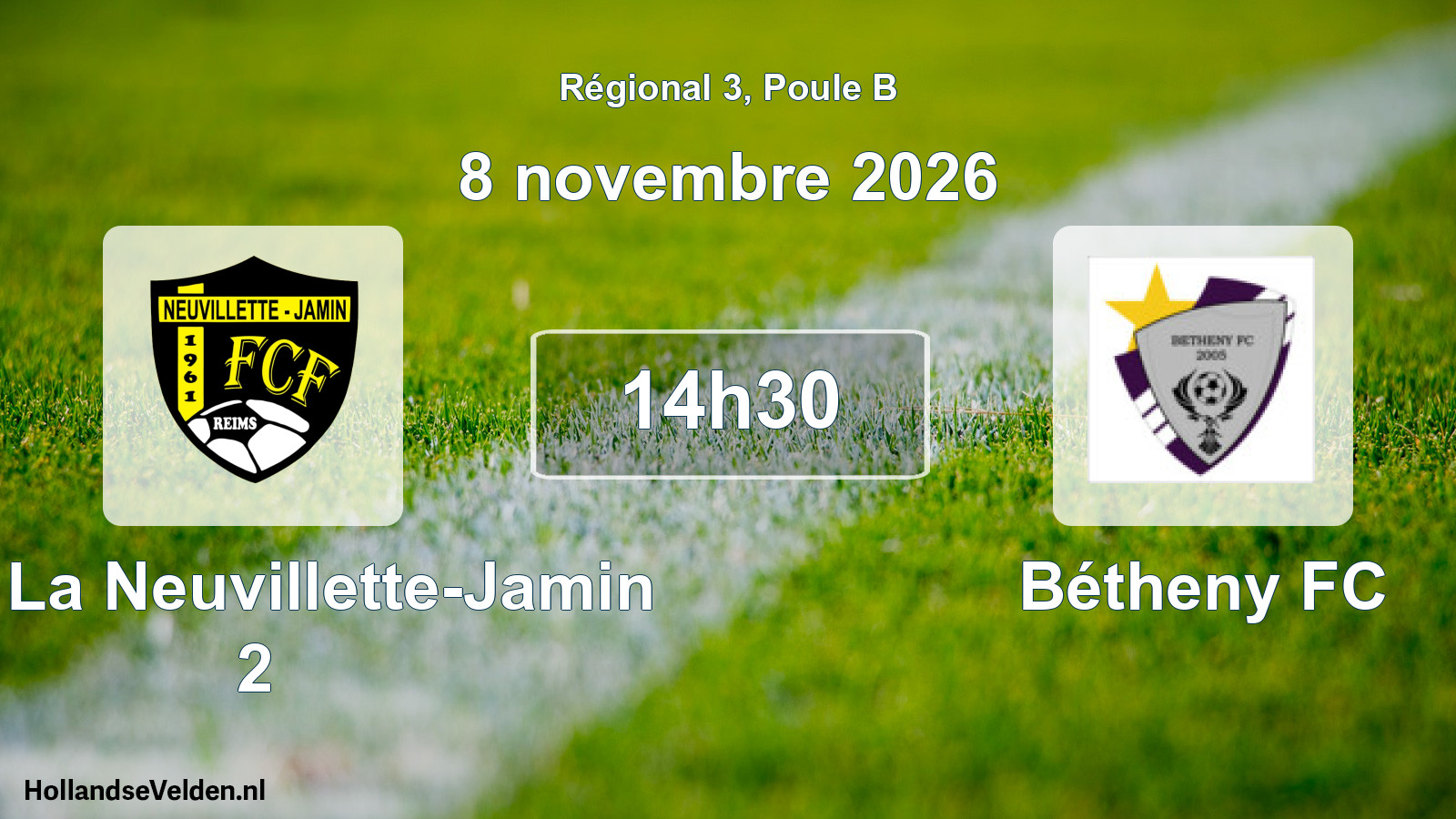 Match programmé: FCF La Neuvillette-Jamin 2 - Bétheny FC (8 novembre 2026)