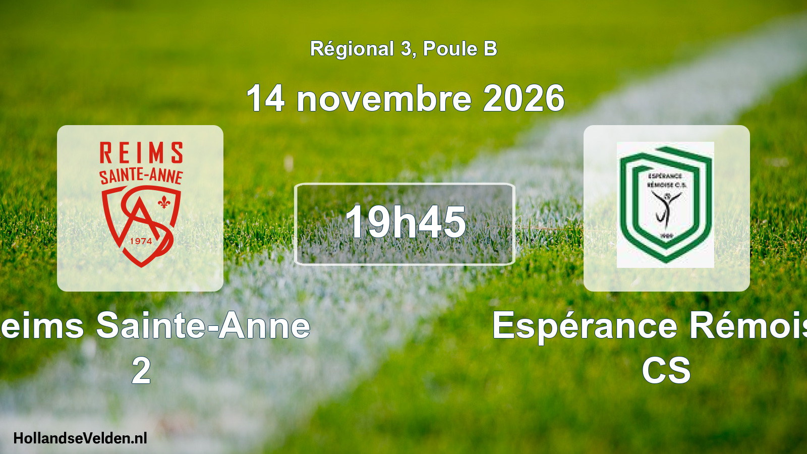 Scheduled Match: Reims Sainte-Anne 2 - Espérance Rémoise CS (14 November 2026)