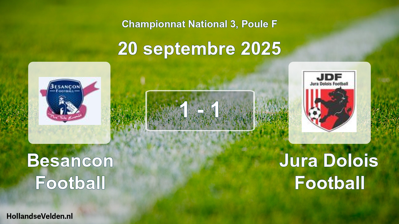 Gespeelde wedstrijd: Besancon Football - Jura Dolois Football 1 - 1 (20 septembre 2025)