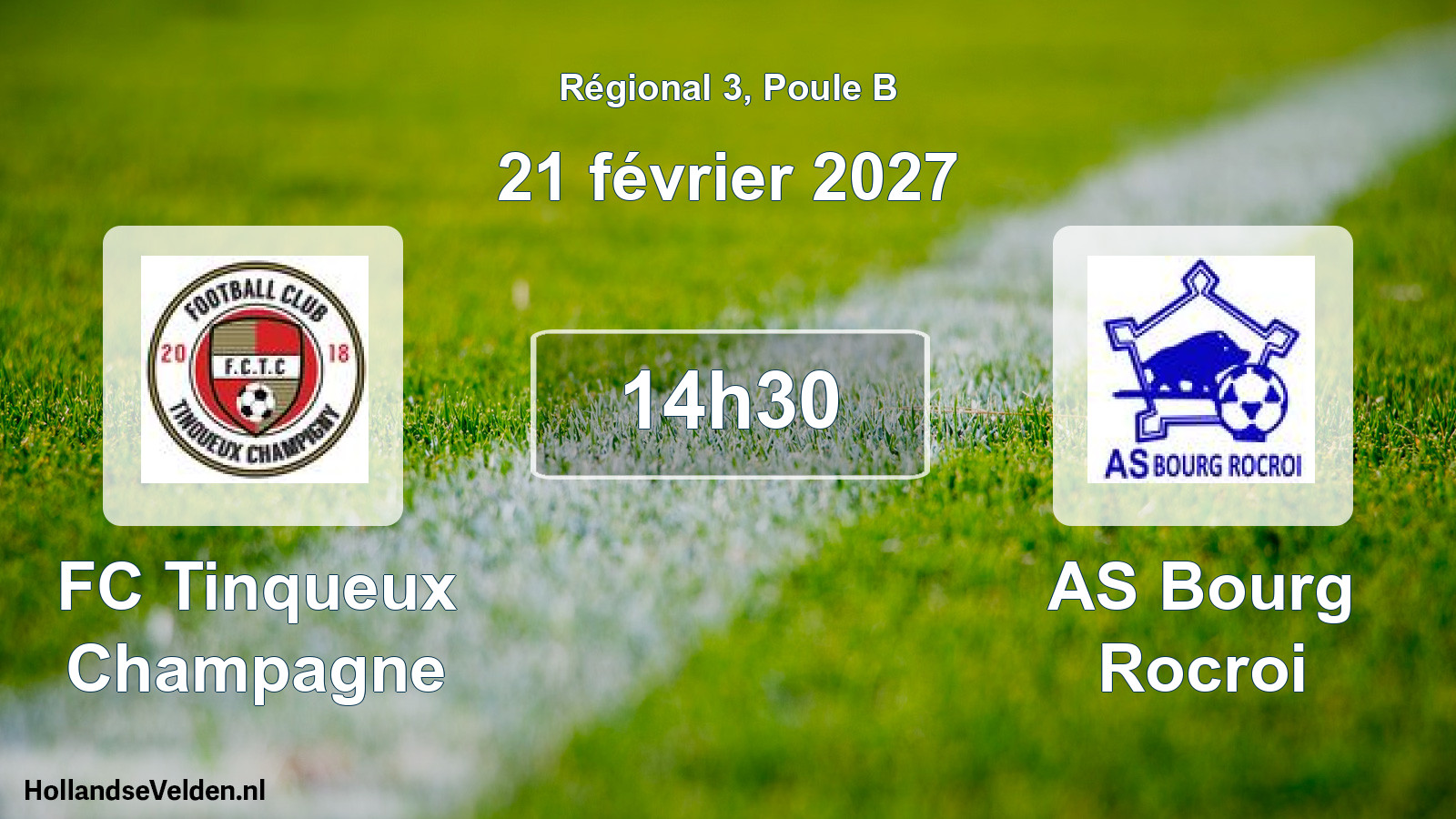 Match programmé: FC Tinqueux Champagne - AS Bourg Rocroi (21 février 2027)