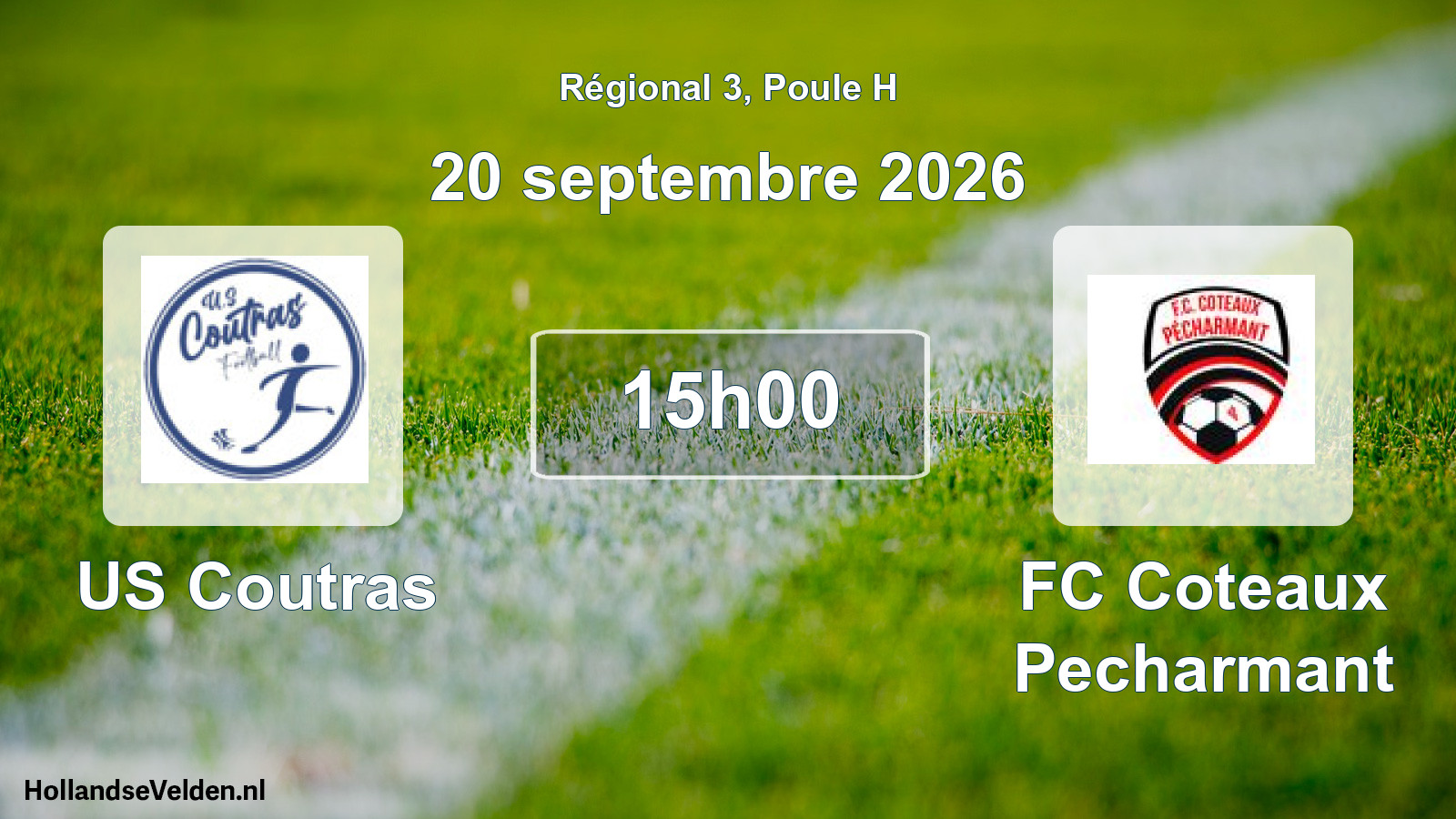 Match programmé: US Coutras - FC Coteaux Pecharmant (20 septembre 2026)