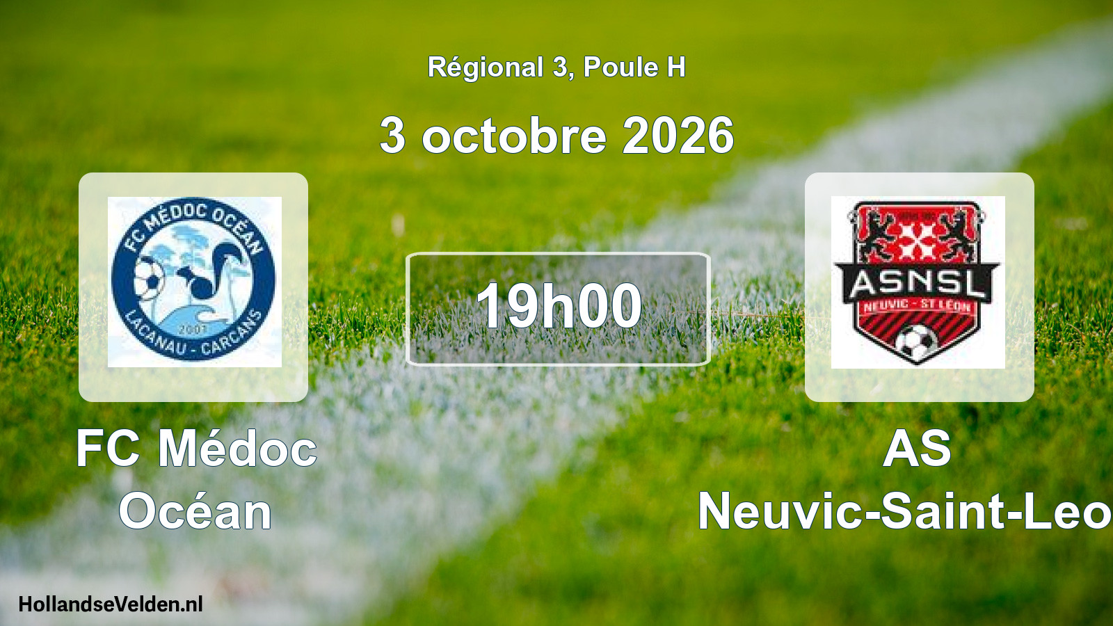 Match programmé: FC Médoc Océan - AS Neuvic-Saint-Leon (3 octobre 2026)