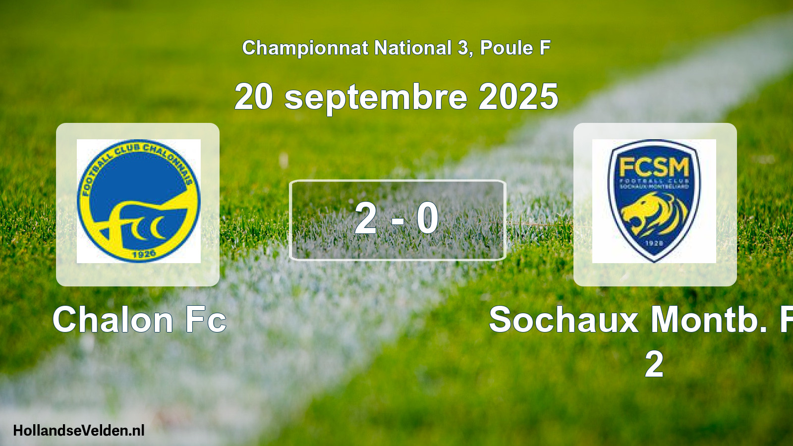 Gespeelde wedstrijd: Chalon Fc - Sochaux Montb. Fc 2 2 - 0 (20 september 2025)
