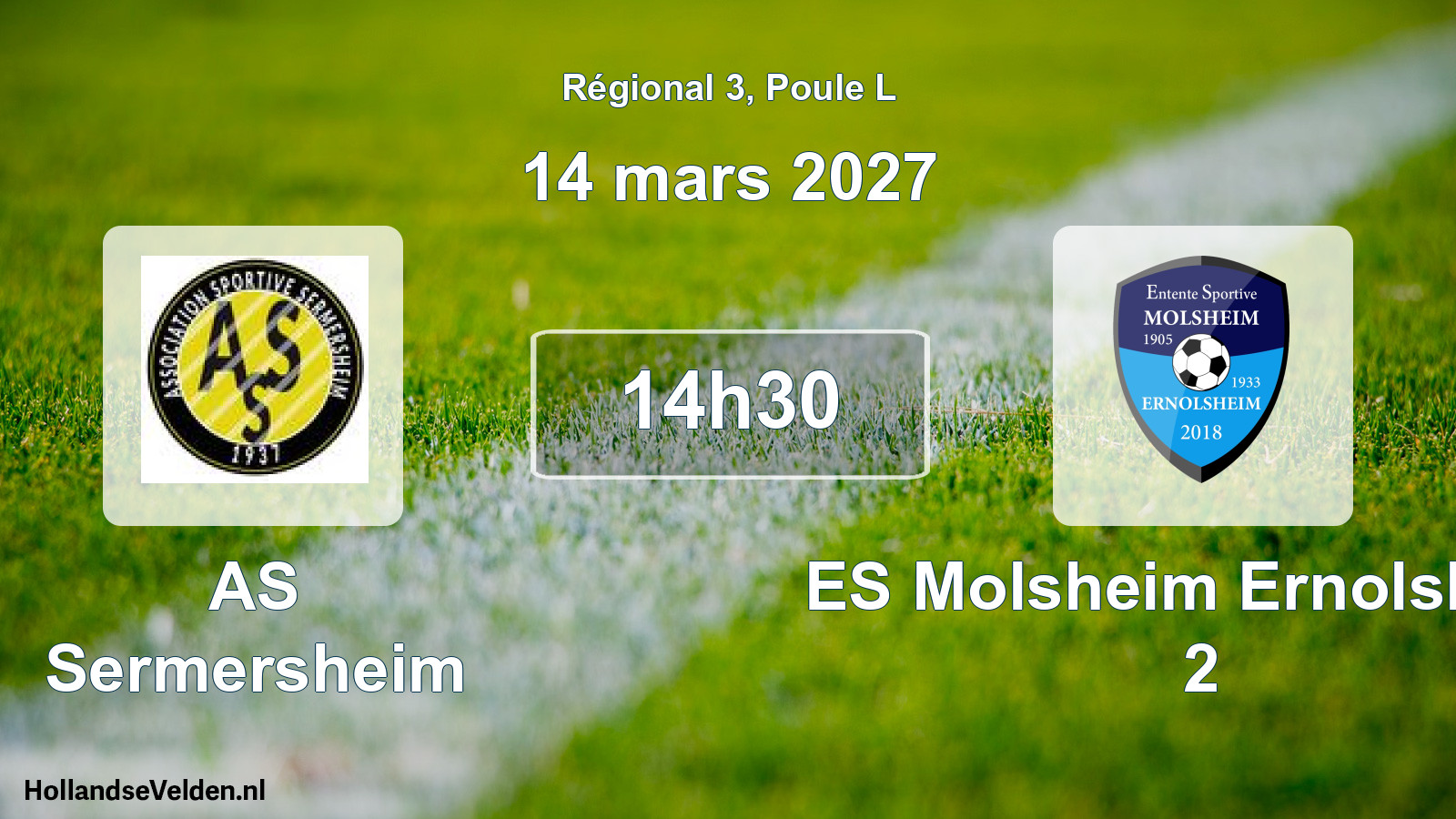Match programmé: AS Sermersheim - ES Molsheim Ernolsheim 2 (14 mars 2027)
