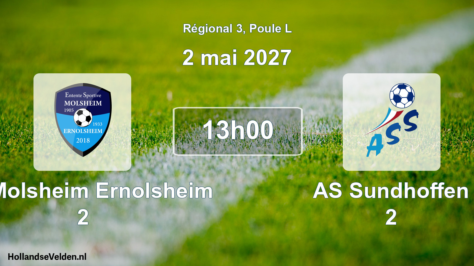 Match programmé: ES Molsheim Ernolsheim 2 - AS Sundhoffen 2 (2 mai 2027)