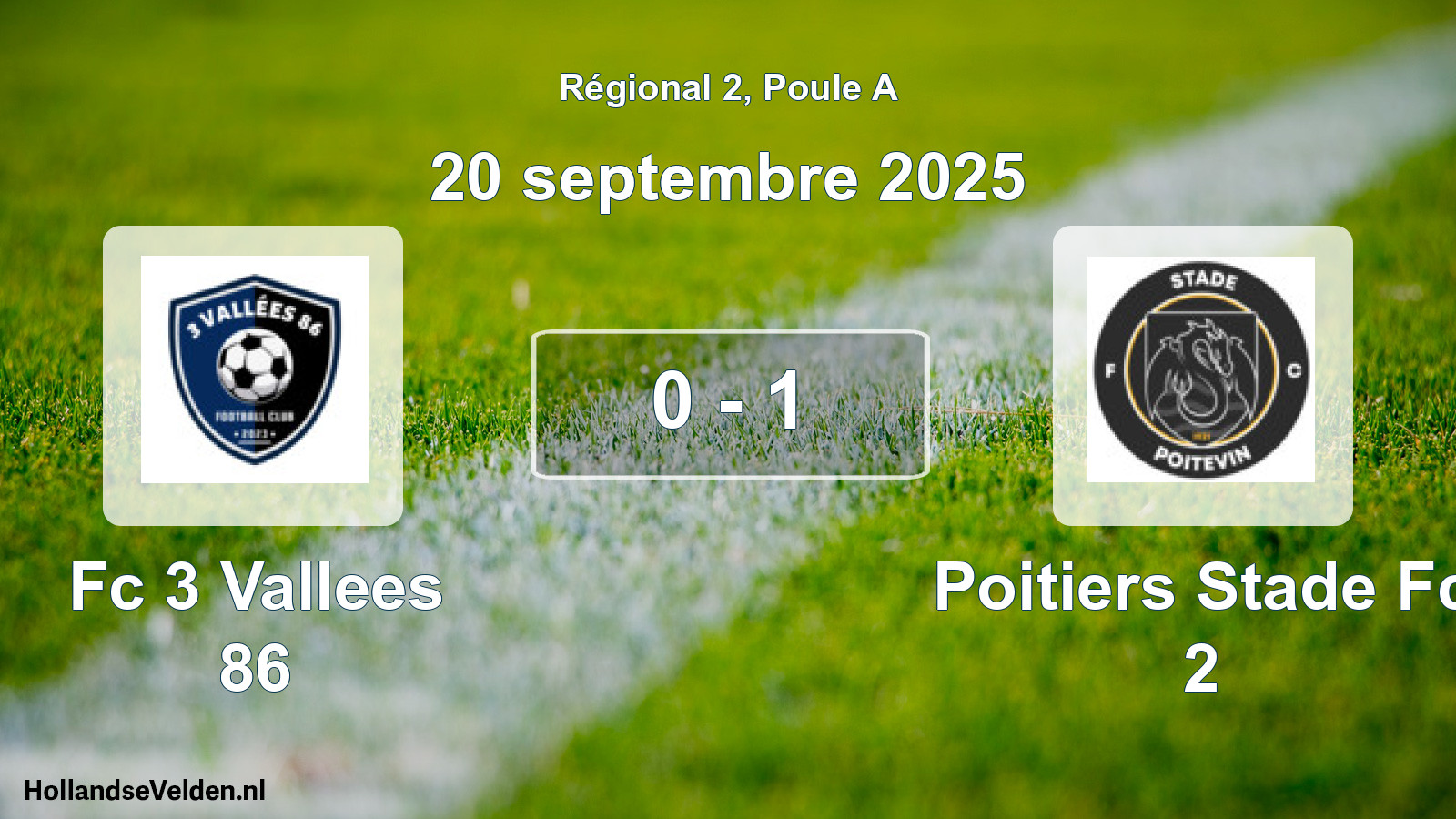 Gespeelde wedstrijd: Fc 3 Vallees 86 - Poitiers Stade Fc 2 0 - 1 (20 septembre 2025)