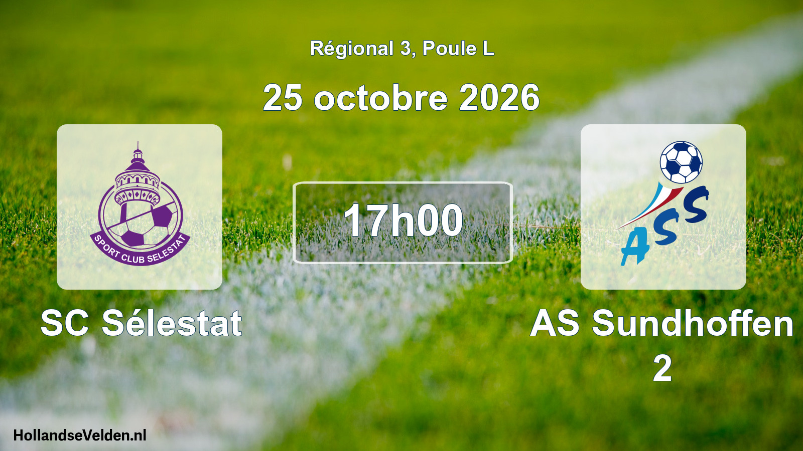 Match programmé: SC Sélestat - AS Sundhoffen 2 (25 octobre 2026)