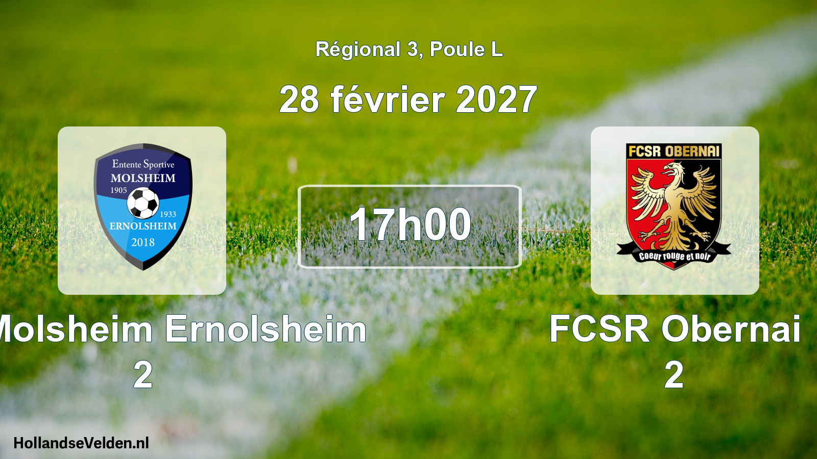 Match programmé: ES Molsheim Ernolsheim 2 - FCSR Obernai 2 (28 février 2027)