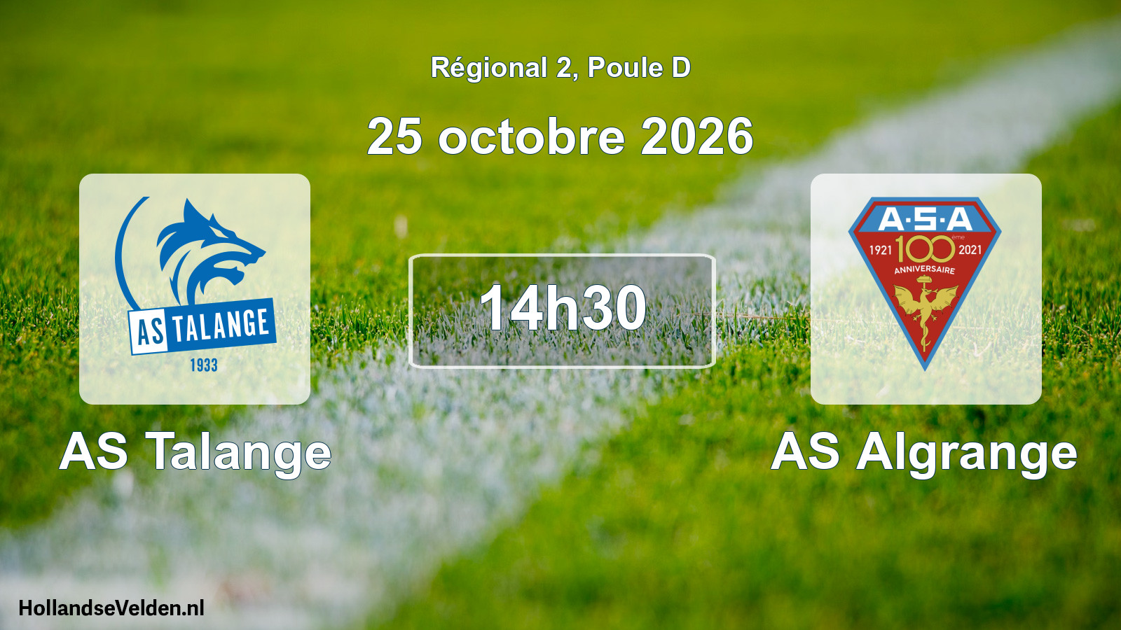 Geplande wedstrijd: AS Talange - AS Algrange (25 oktober 2026)