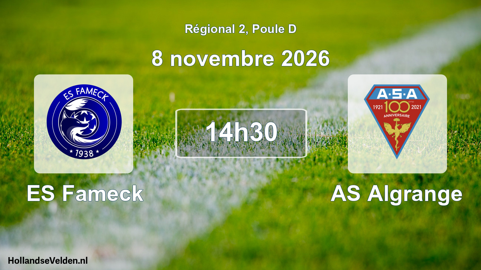 Match programmé: ES Fameck - AS Algrange (8 novembre 2026)