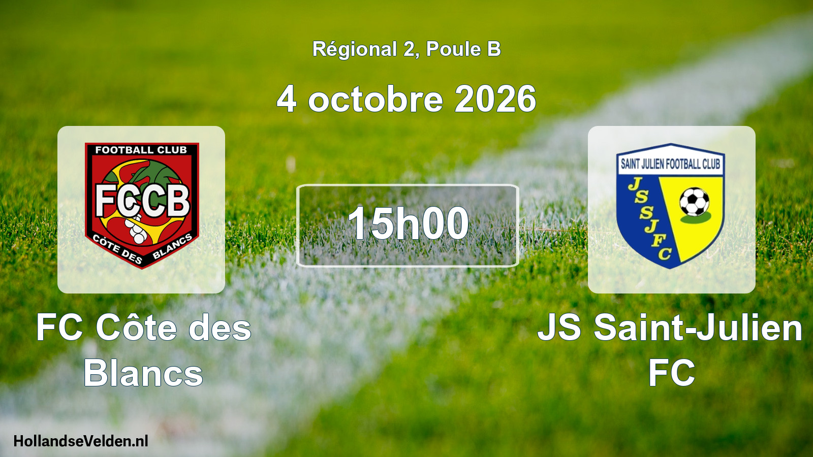 Match programmé: FC Côte des Blancs - JS Saint-Julien FC (4 octobre 2026)
