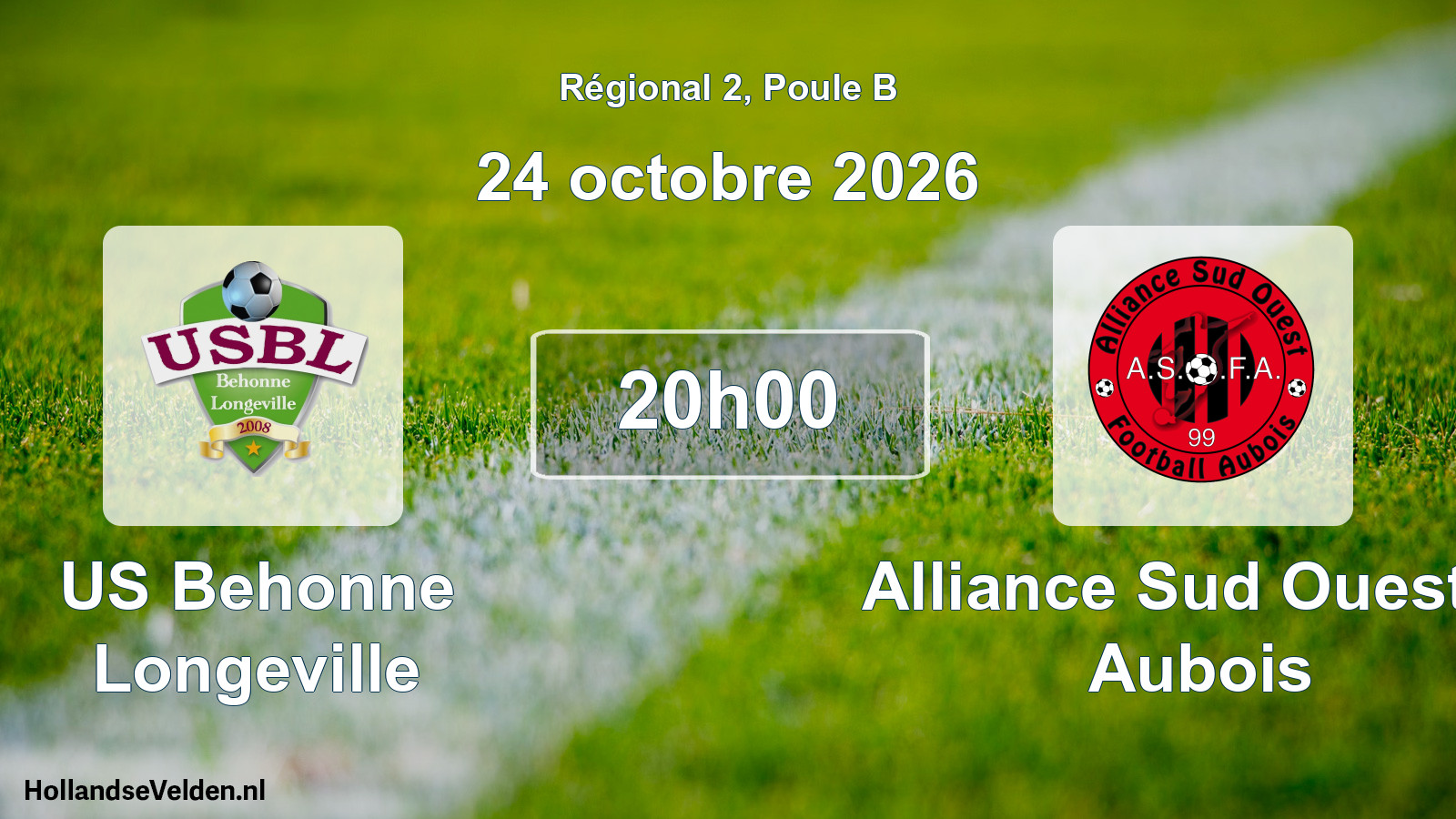 Scheduled Match: US Behonne Longeville - Alliance Sud Ouest F. Aubois (24 October 2026)