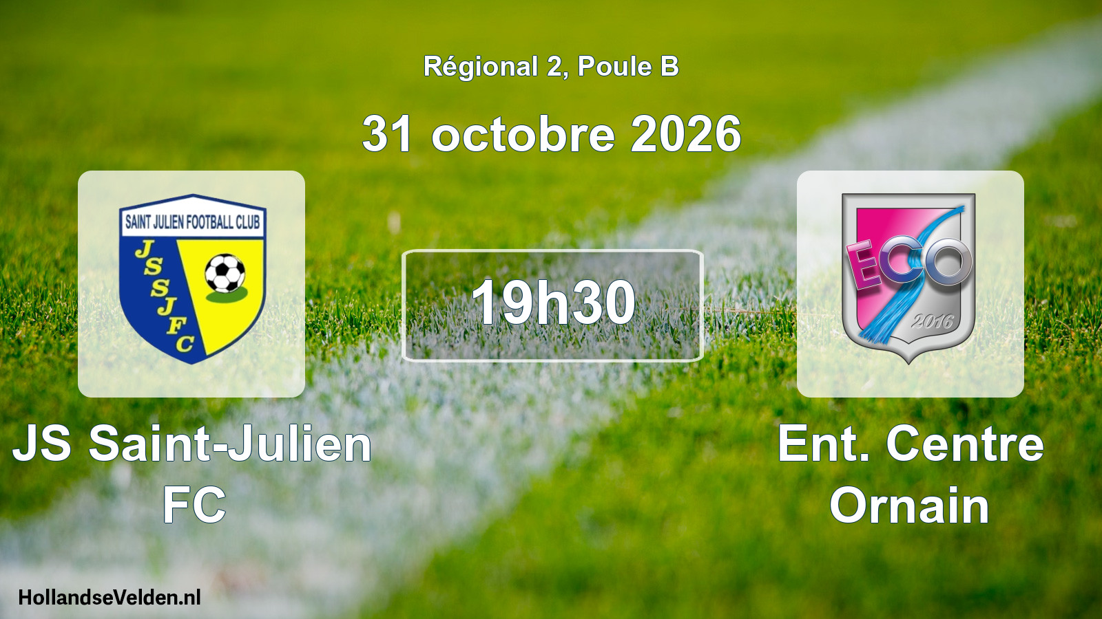 Match programmé: JS Saint-Julien FC - Ent. Centre Ornain (31 octobre 2026)