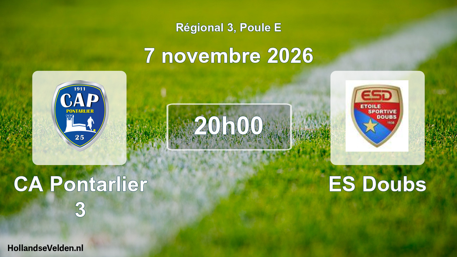 Scheduled Match: CA Pontarlier 3 - ES Doubs (7 November 2026)
