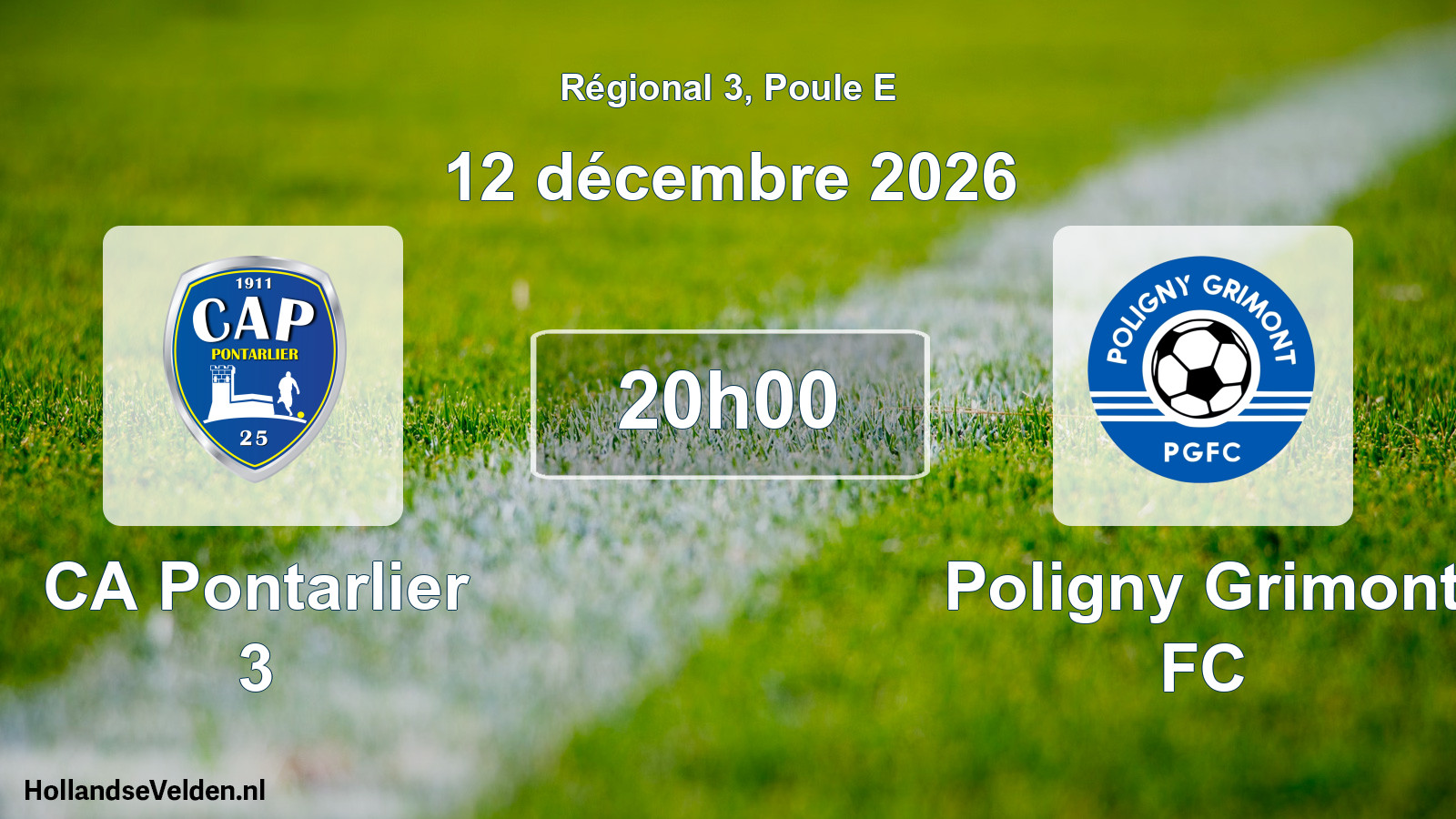 Scheduled Match: CA Pontarlier 3 - Poligny Grimont FC (12 December 2026)