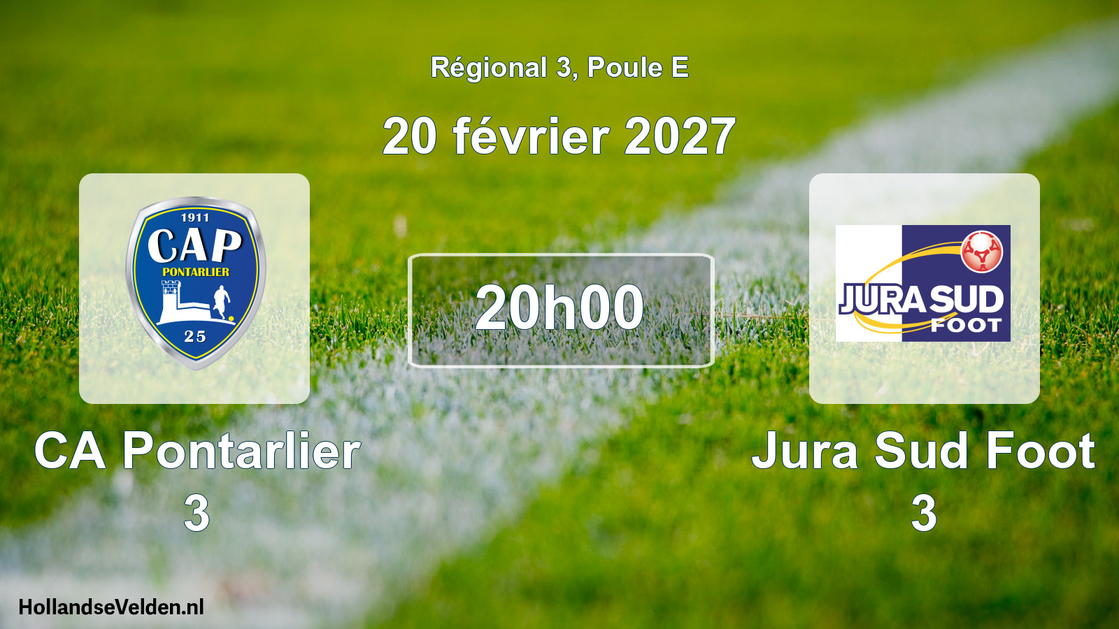 Geplande wedstrijd: CA Pontarlier 3 - Jura Sud Foot 3 (20 februari 2027)