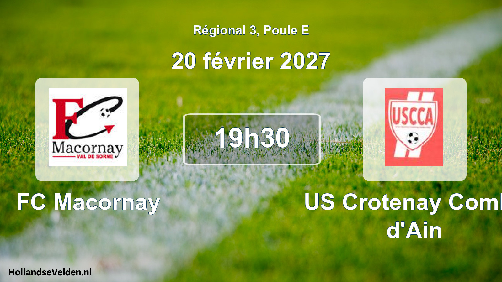 Scheduled Match: FC Macornay - US Crotenay Combe d'Ain (20 February 2027)