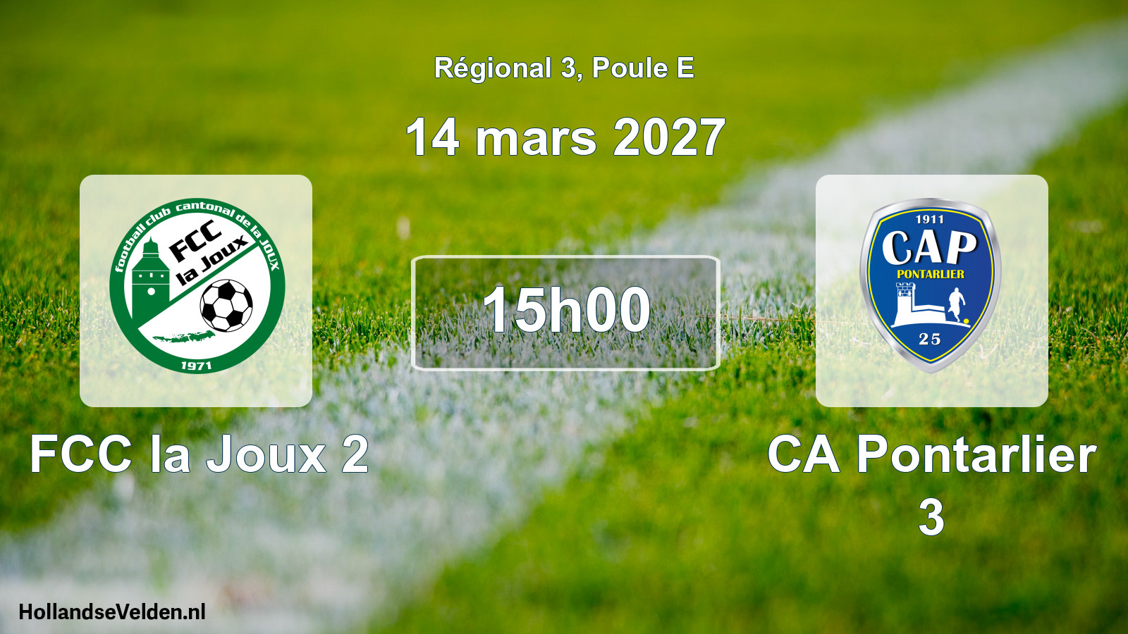 Geplande wedstrijd: FCC la Joux 2 - CA Pontarlier 3 (14 maart 2027)