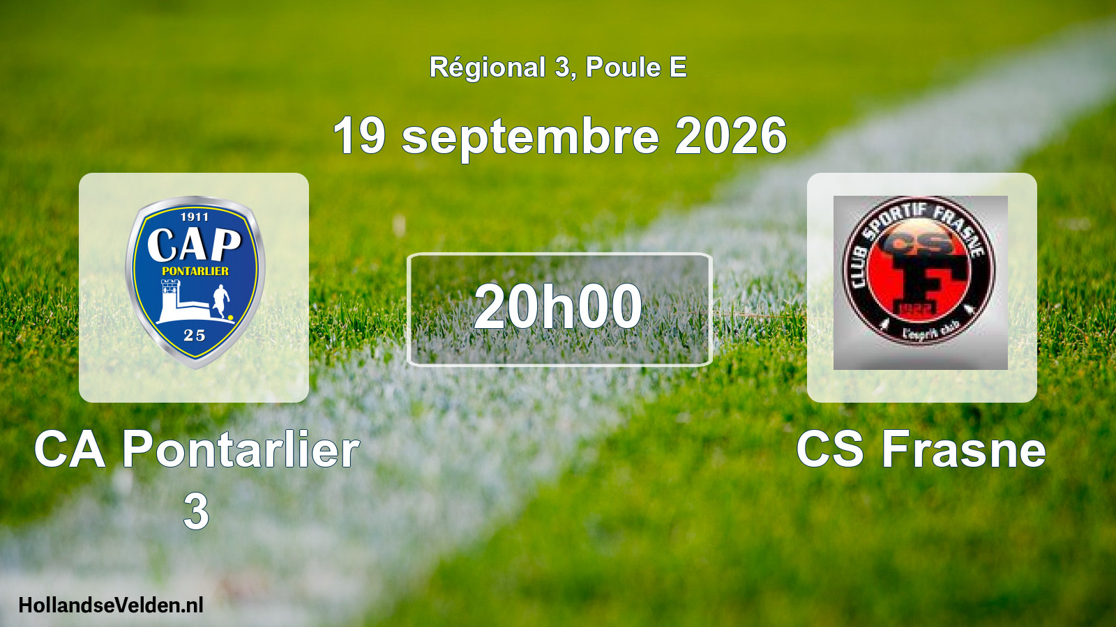 Match programmé: CA Pontarlier 3 - CS Frasne (19 septembre 2026)