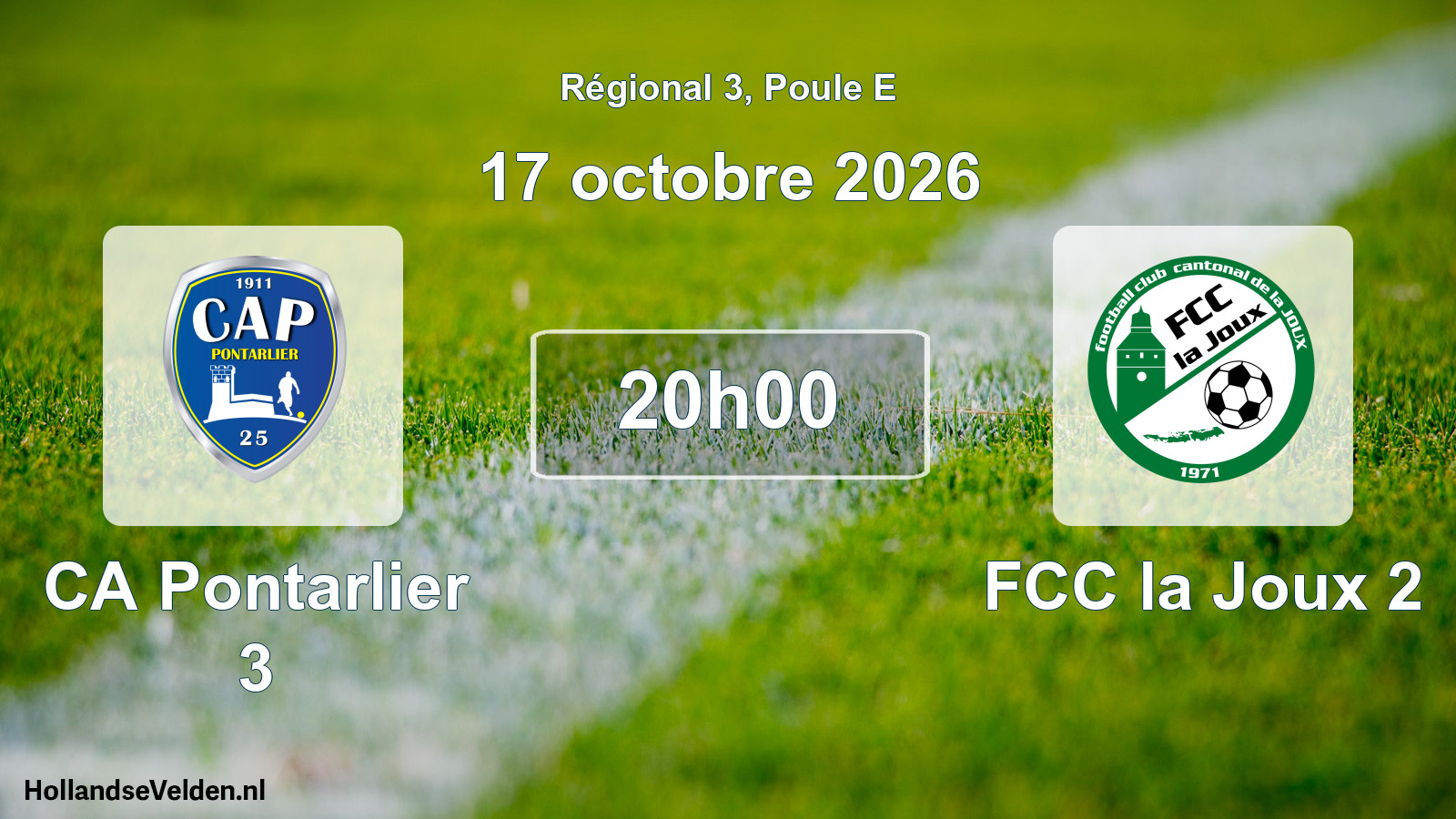 Scheduled Match: CA Pontarlier 3 - FCC la Joux 2 (17 October 2026)