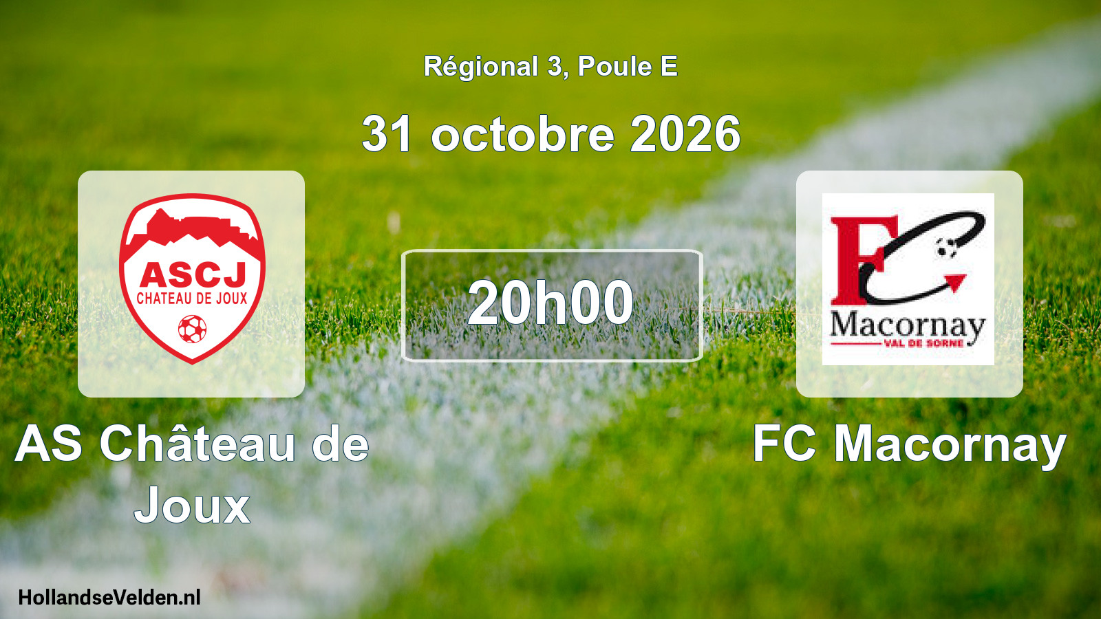 Match programmé: AS Château de Joux - FC Macornay (31 octobre 2026)