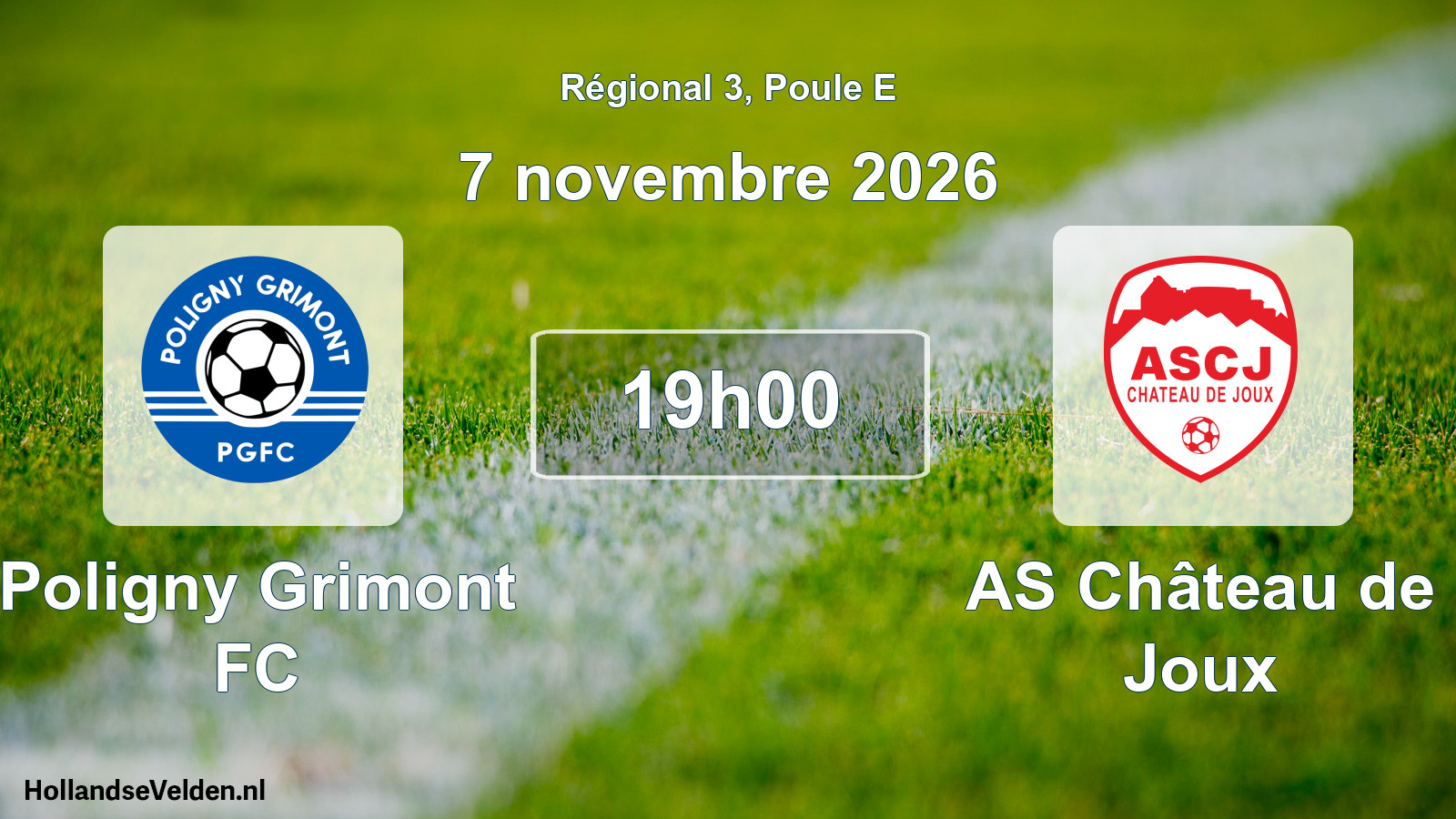 Match programmé: Poligny Grimont FC - AS Château de Joux (7 novembre 2026)