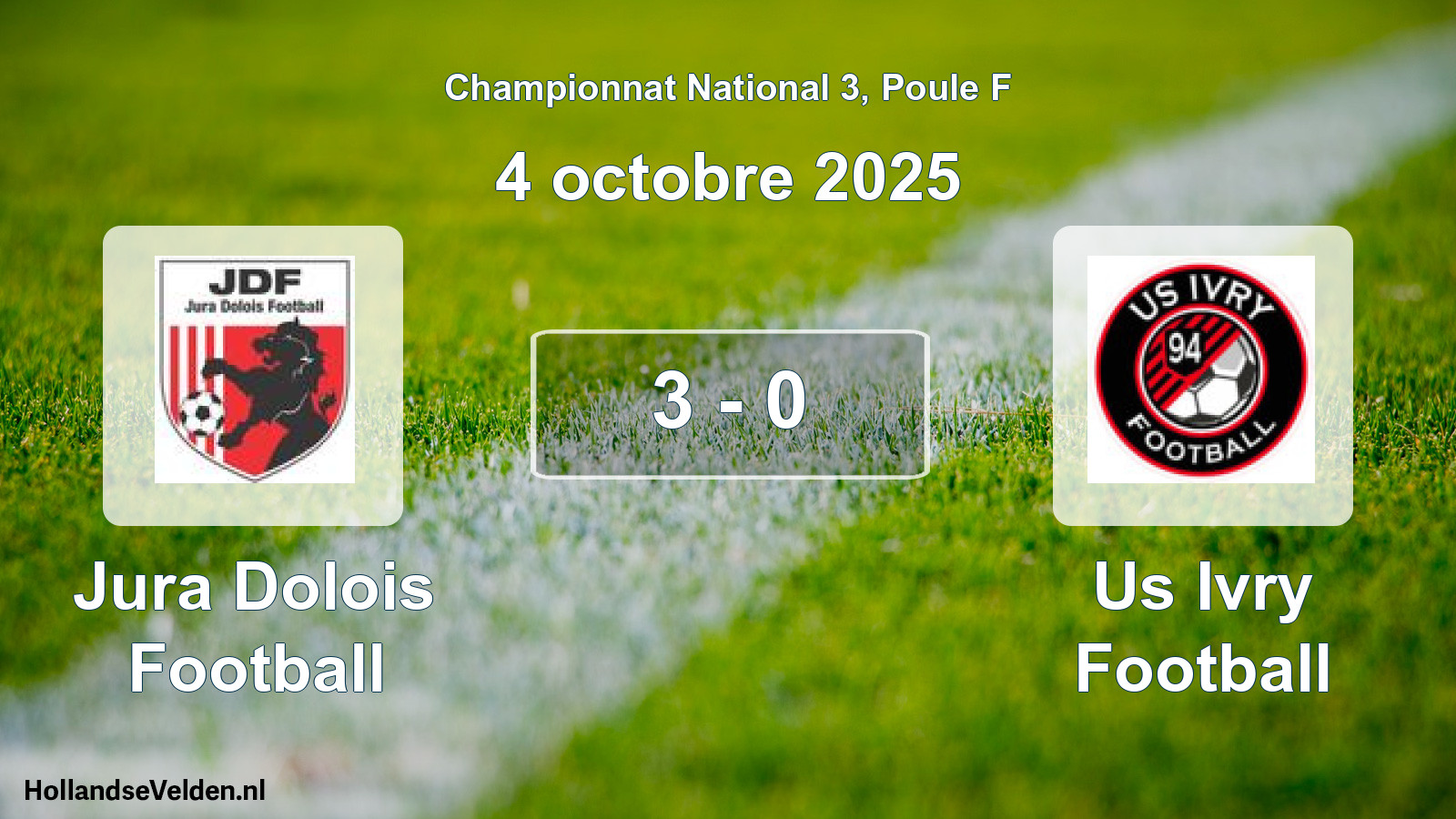 Total number of matches played: Jura Dolois Football - Us Ivry Football 3 - 0 (4 October 2025)