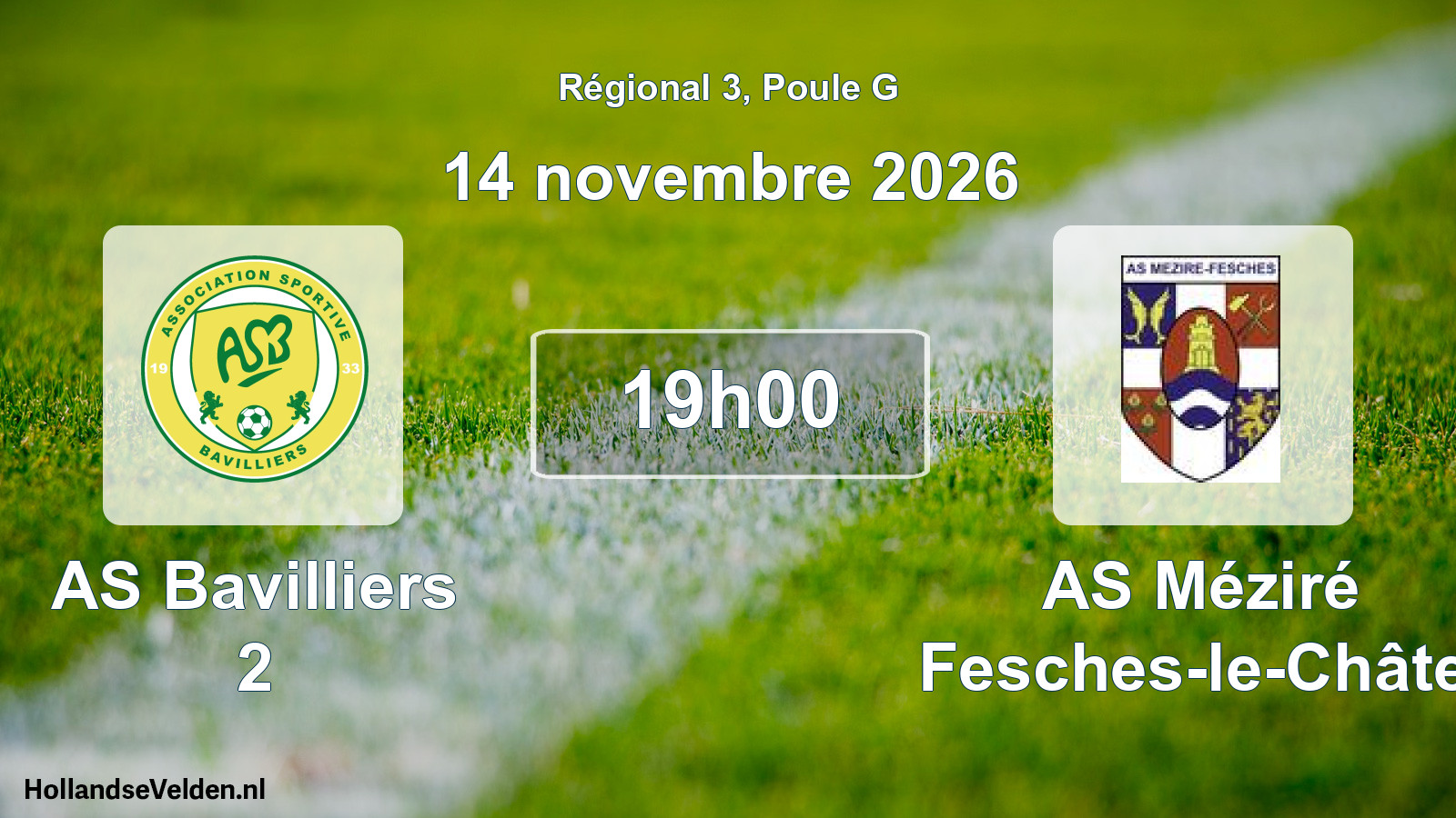 Match programmé: AS Bavilliers 2 - AS Méziré Fesches-le-Châtel (14 novembre 2026)