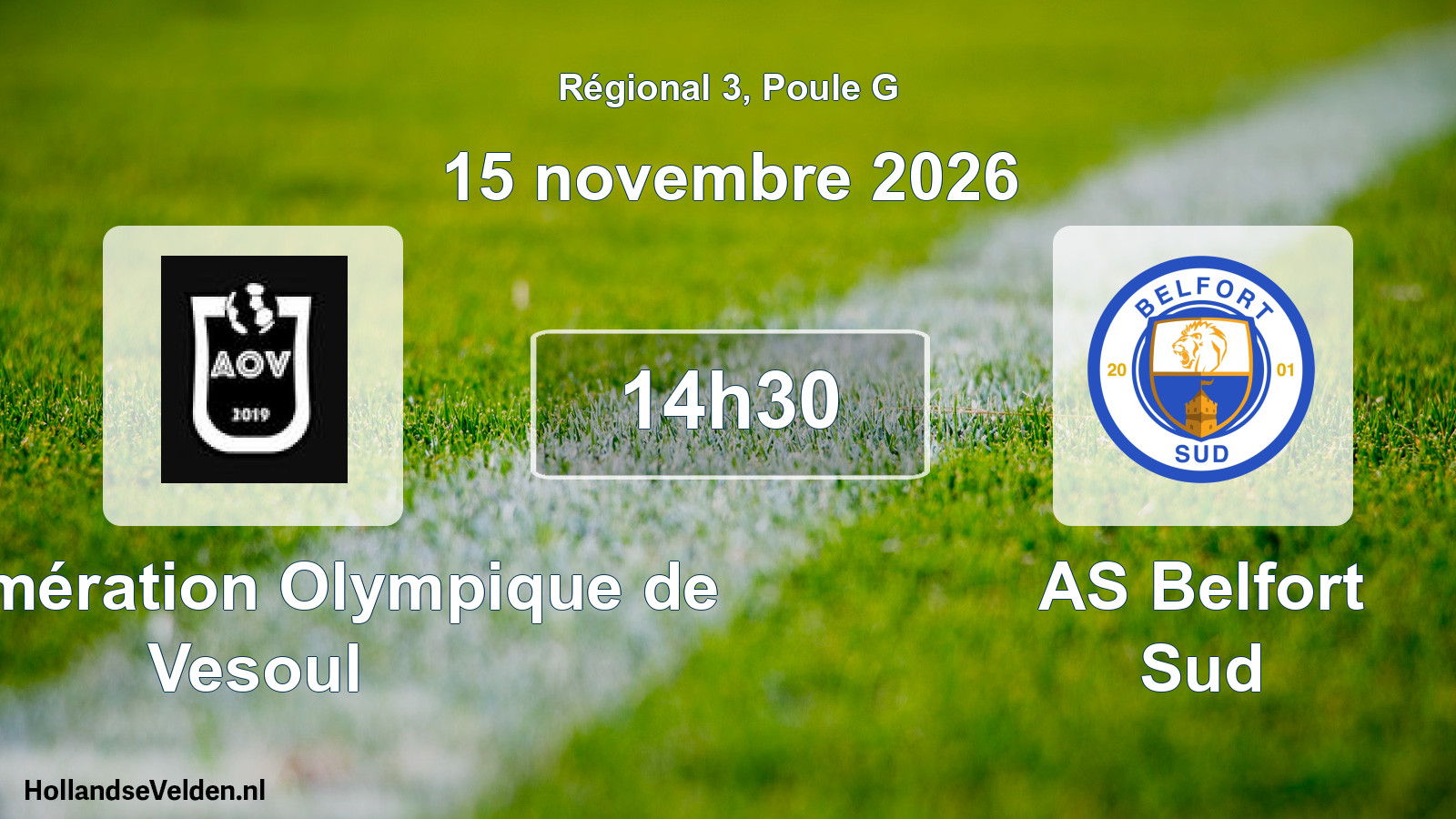 Match programmé: Agglomération Olympique de Vesoul - AS Belfort Sud (15 novembre 2026)