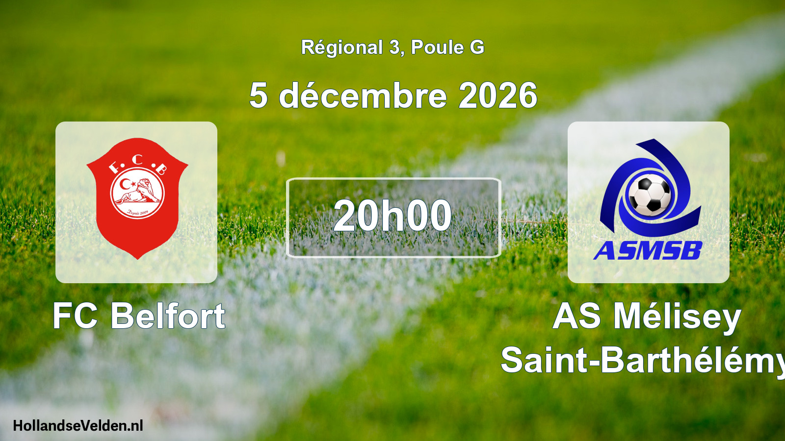 Match programmé: FC Belfort - AS Mélisey Saint-Barthélémy (5 décembre 2026)