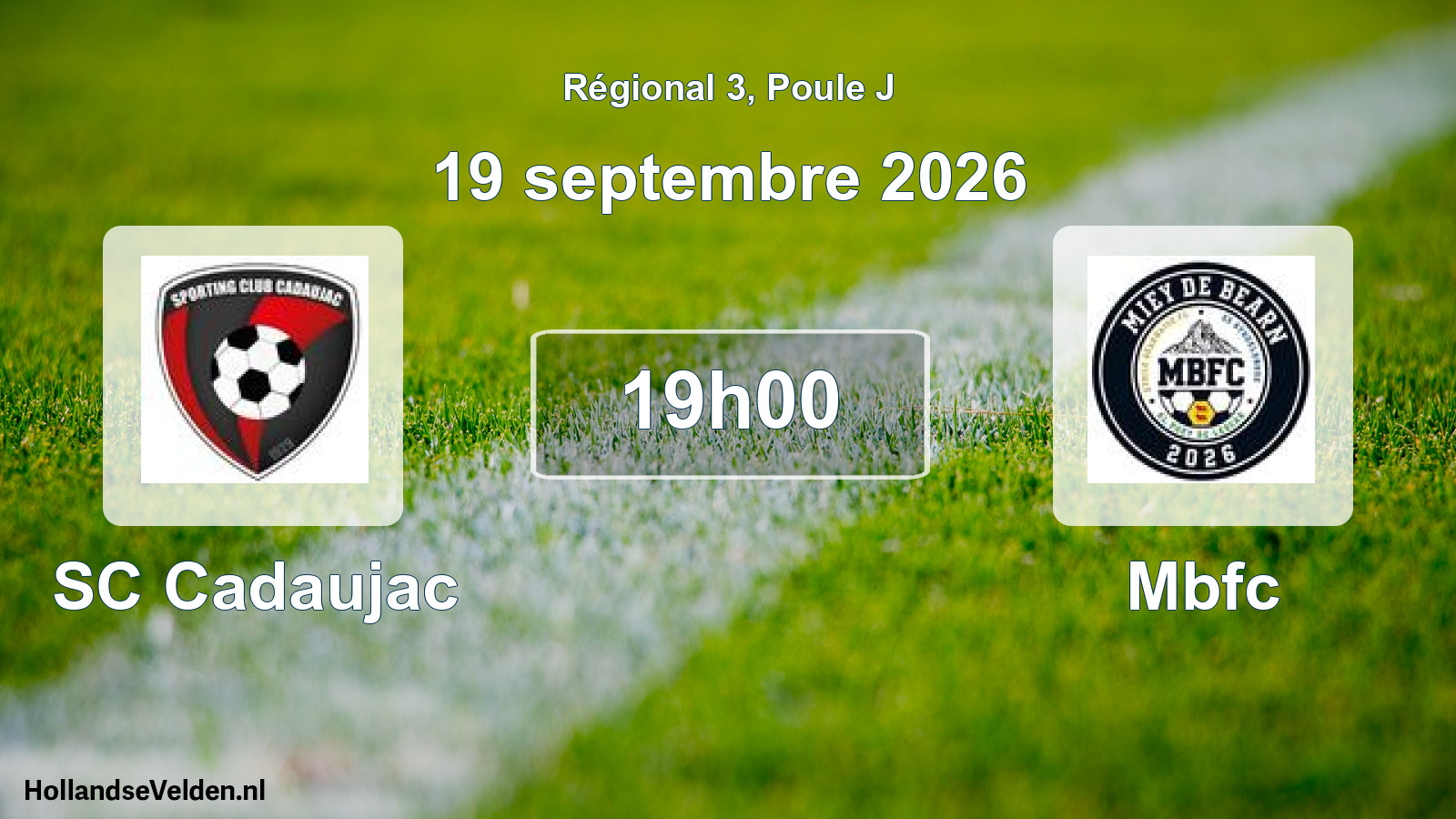 Scheduled Match: SC Cadaujac - Mbfc (19 September 2026)
