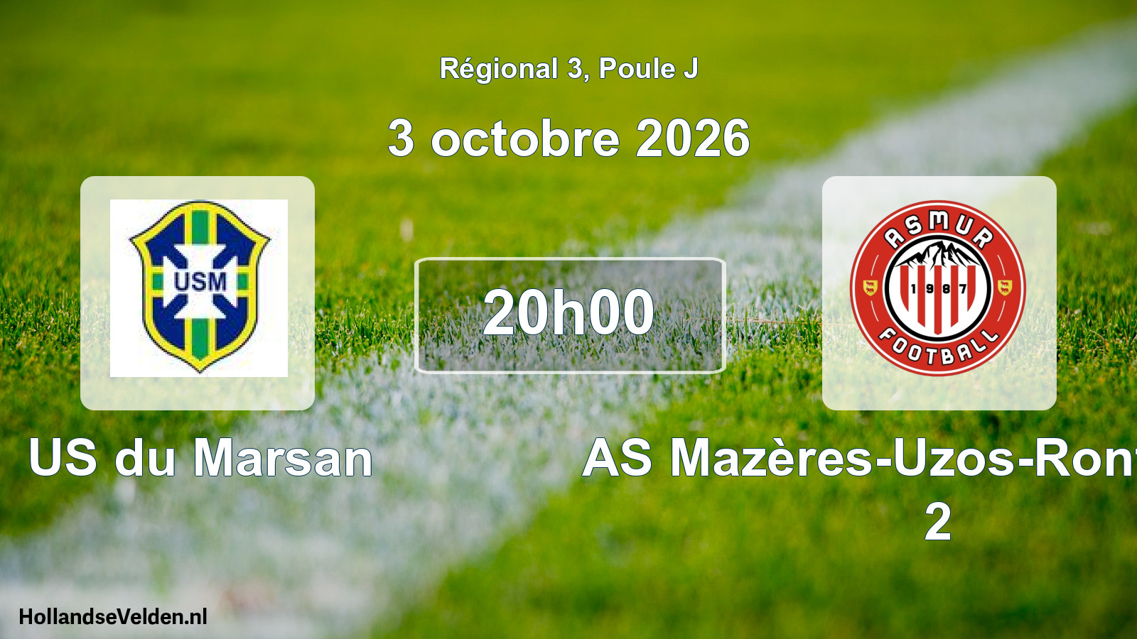 Scheduled Match: US du Marsan - AS Mazères-Uzos-Rontignon 2 (3 October 2026)