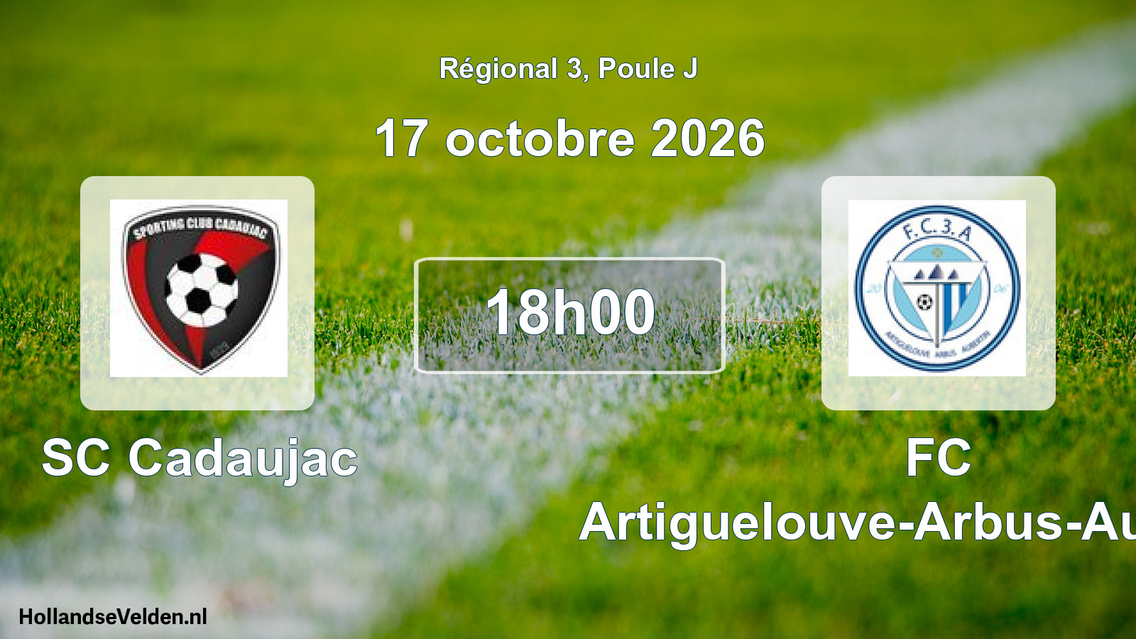 Match programmé: SC Cadaujac - FC Artiguelouve-Arbus-Aubertin (17 octobre 2026)