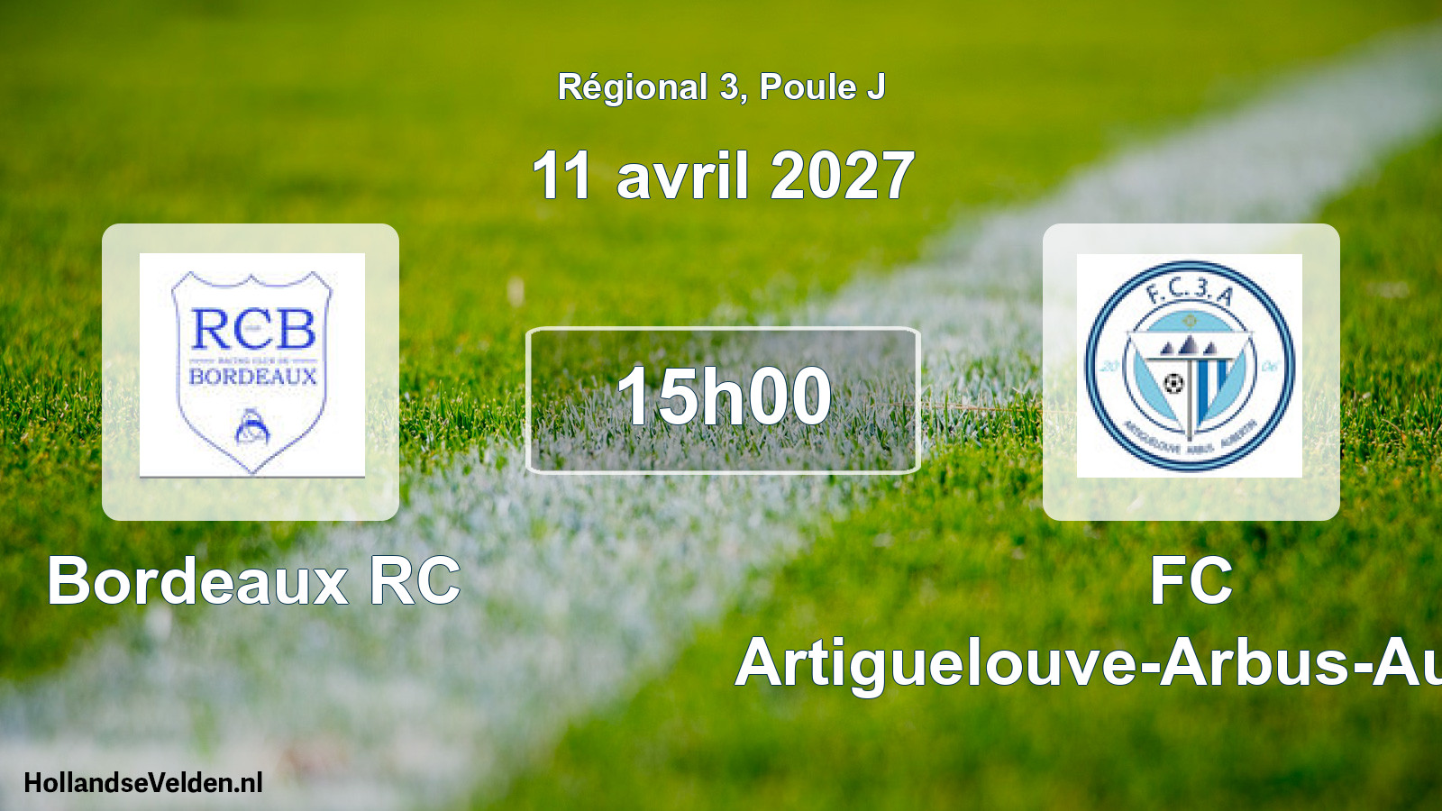 Match programmé: Bordeaux RC - FC Artiguelouve-Arbus-Aubertin (11 avril 2027)