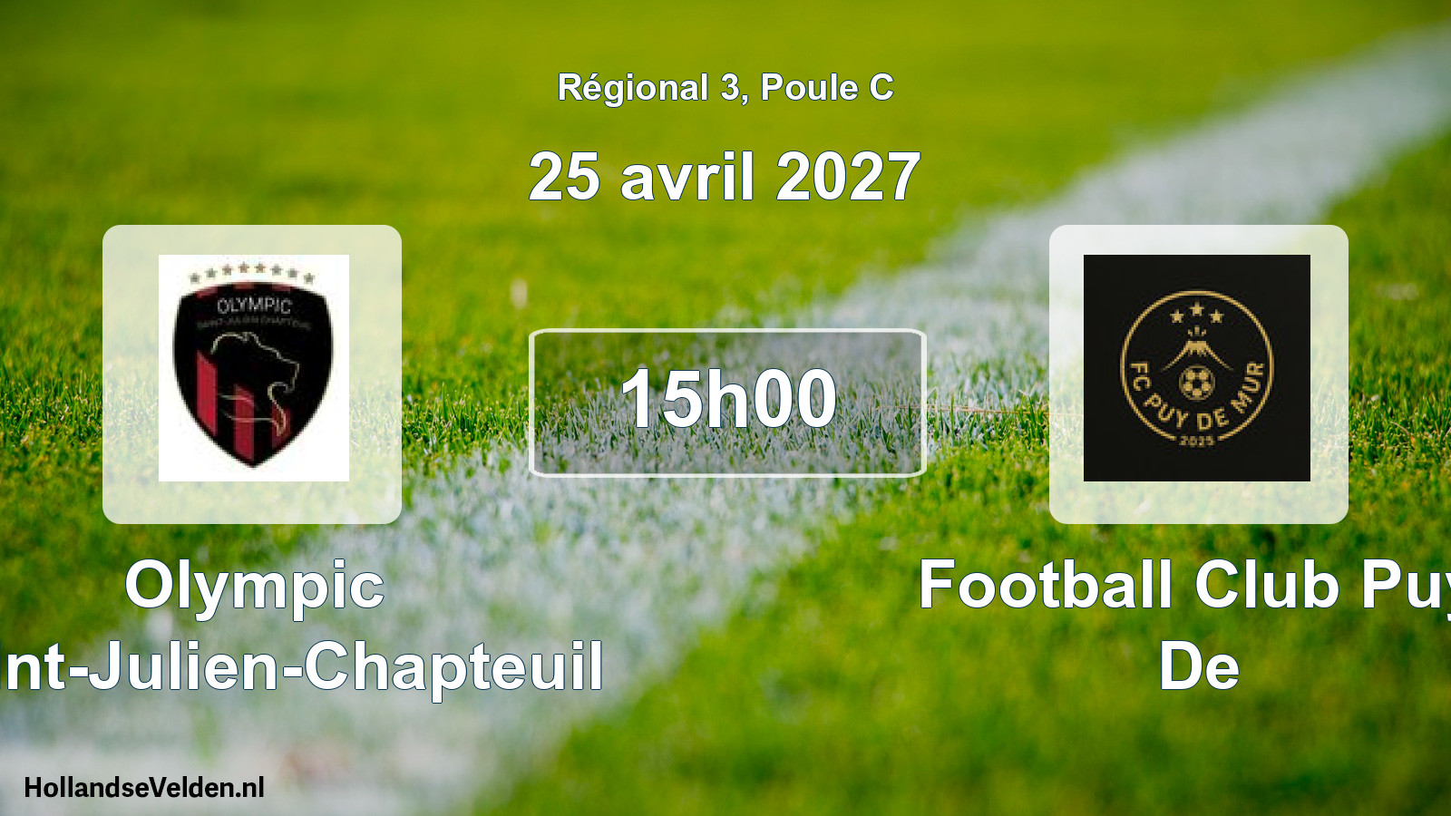 Match programmé: Olympic Saint-Julien-Chapteuil - Football Club Puy De (25 avril 2027)
