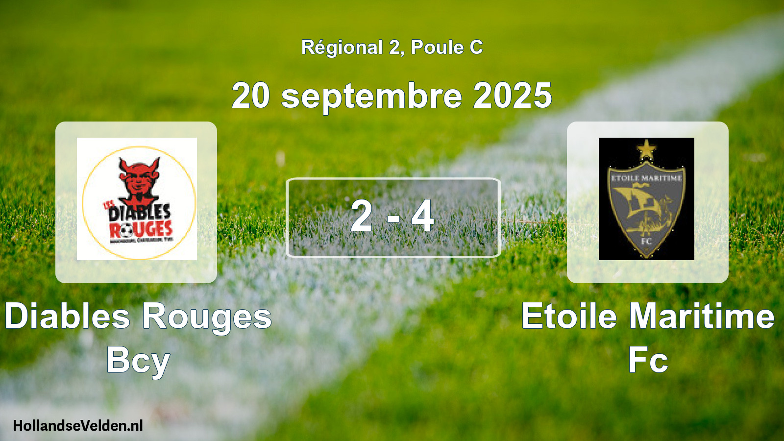 Total number of matches played: Diables Rouges Bcy - Etoile Maritime Fc 2 - 4 (20 September 2025)