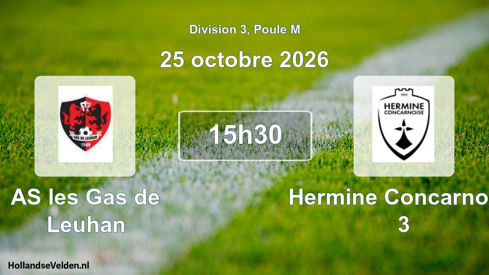 Match programmé: AS les Gas de Leuhan - Hermine Concarnoise 3 (25 octobre 2026)