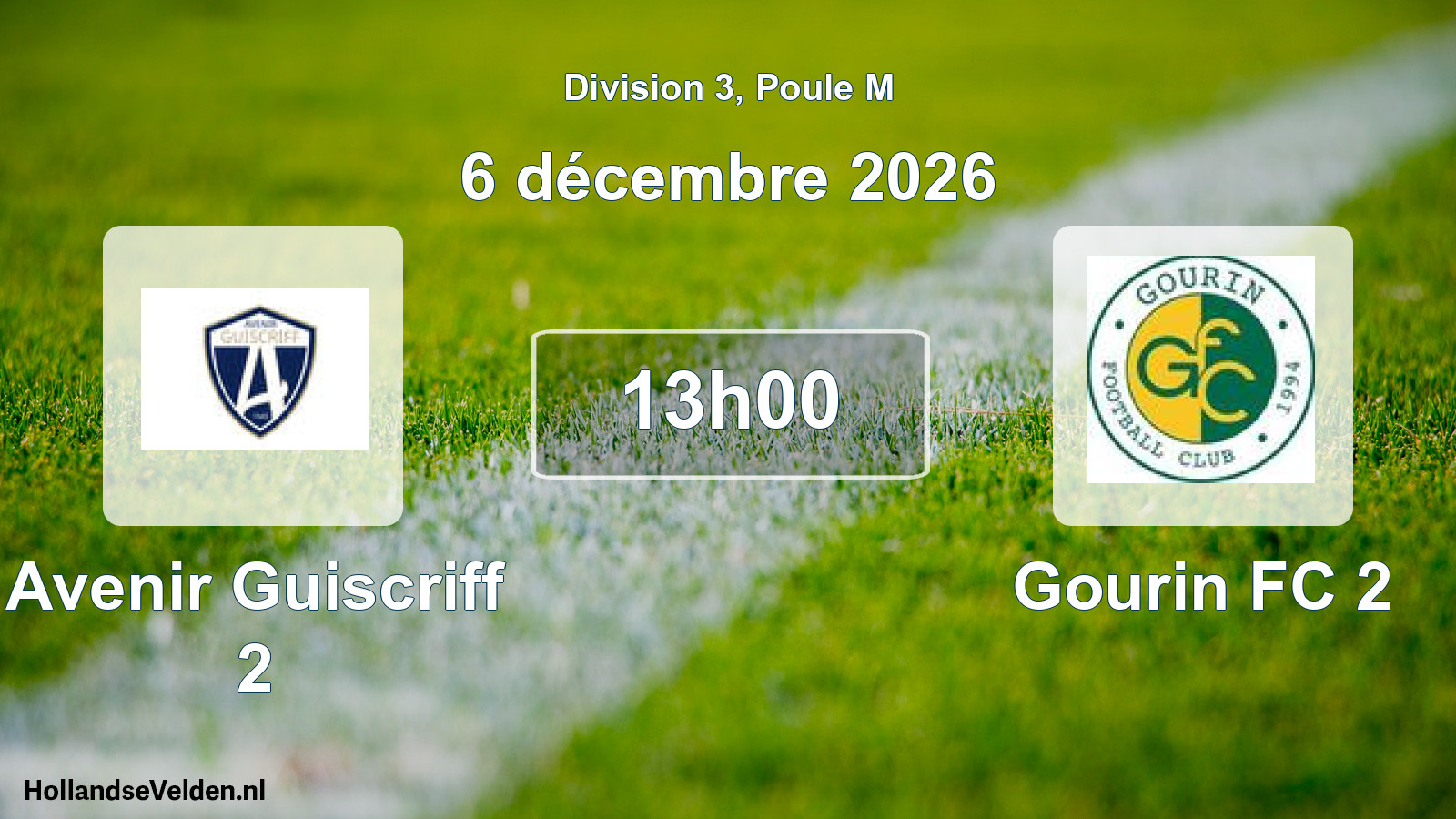 Match programmé: Avenir Guiscriff 2 - Gourin FC 2 (6 décembre 2026)
